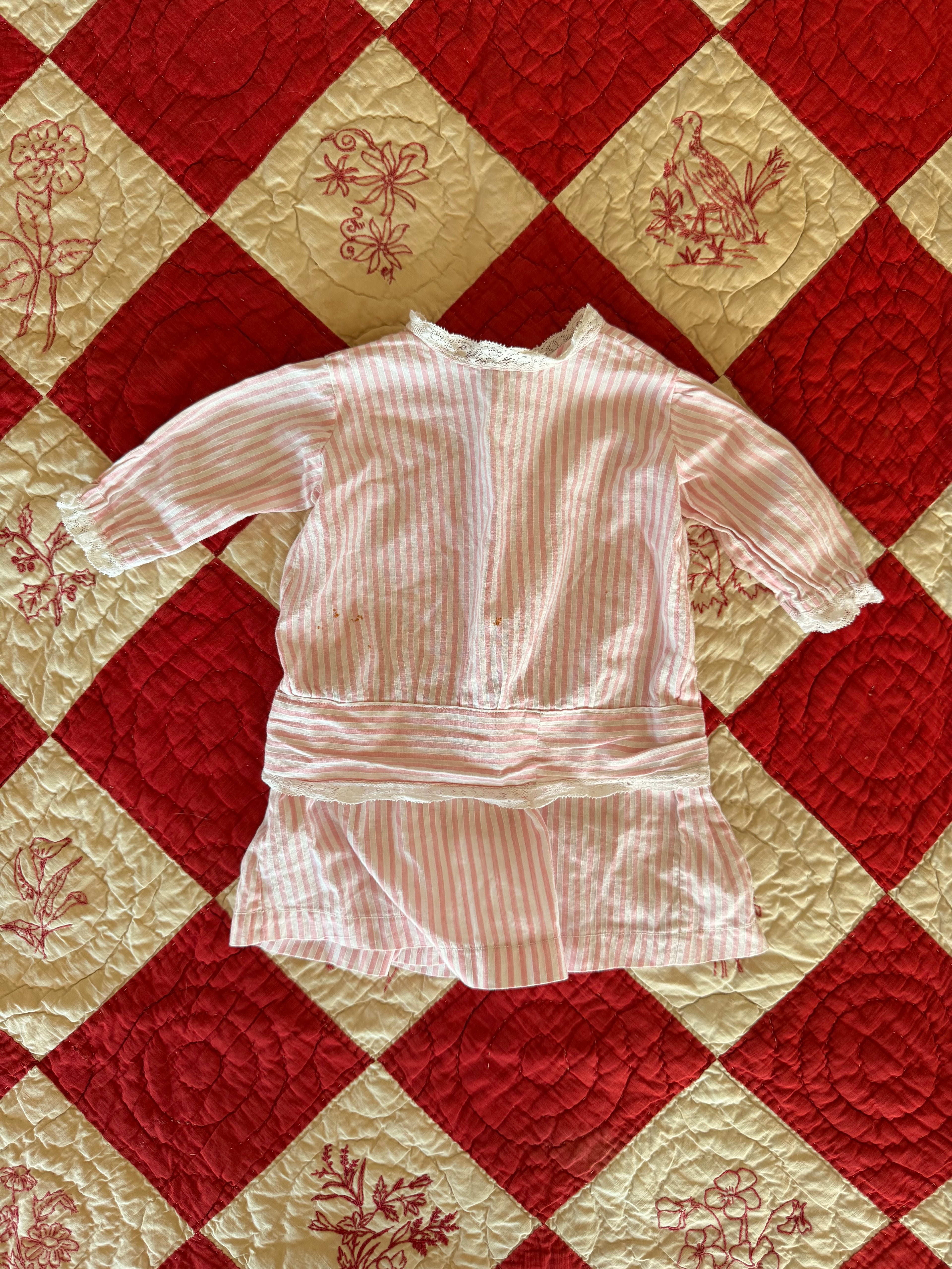 1920s pink candy striped dress