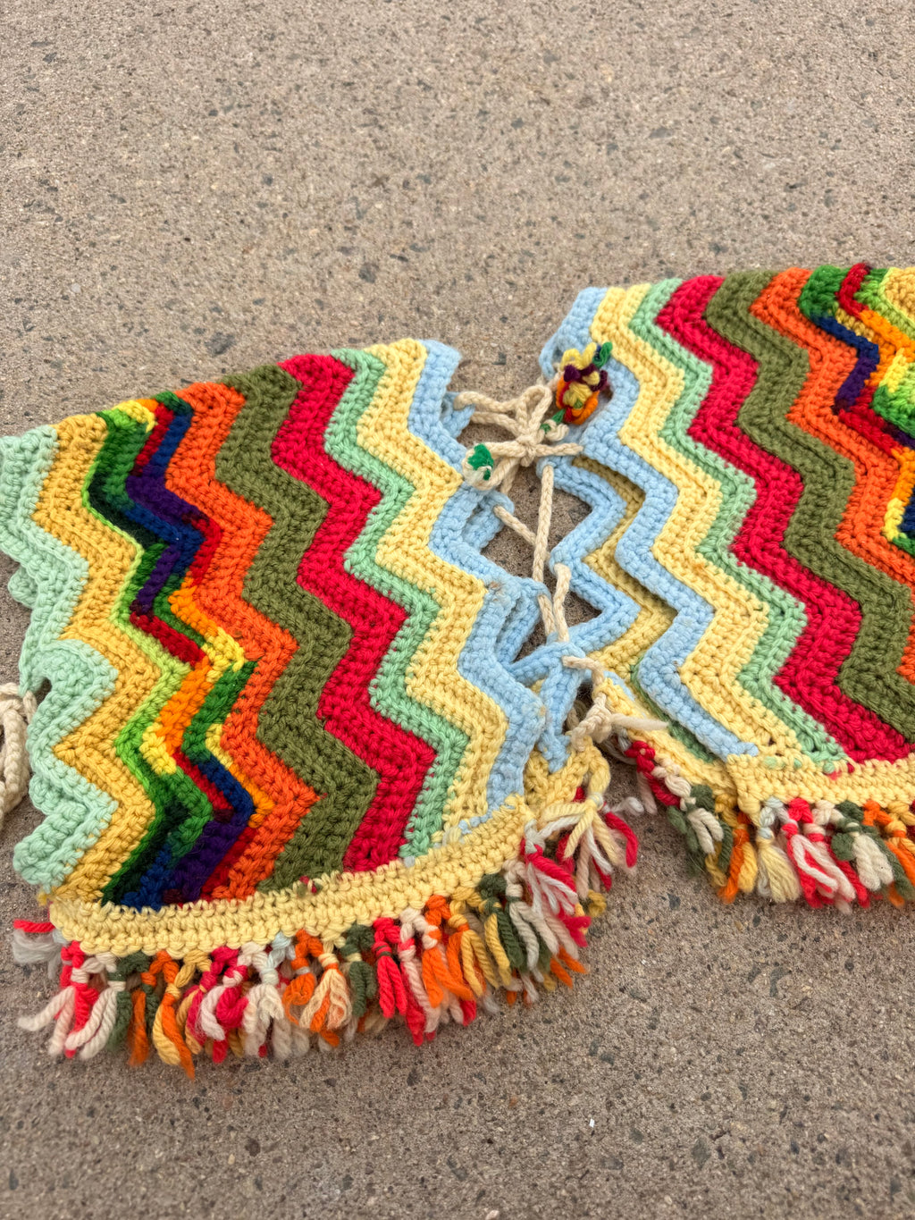 1960’s crocheted rainbow caplet vest