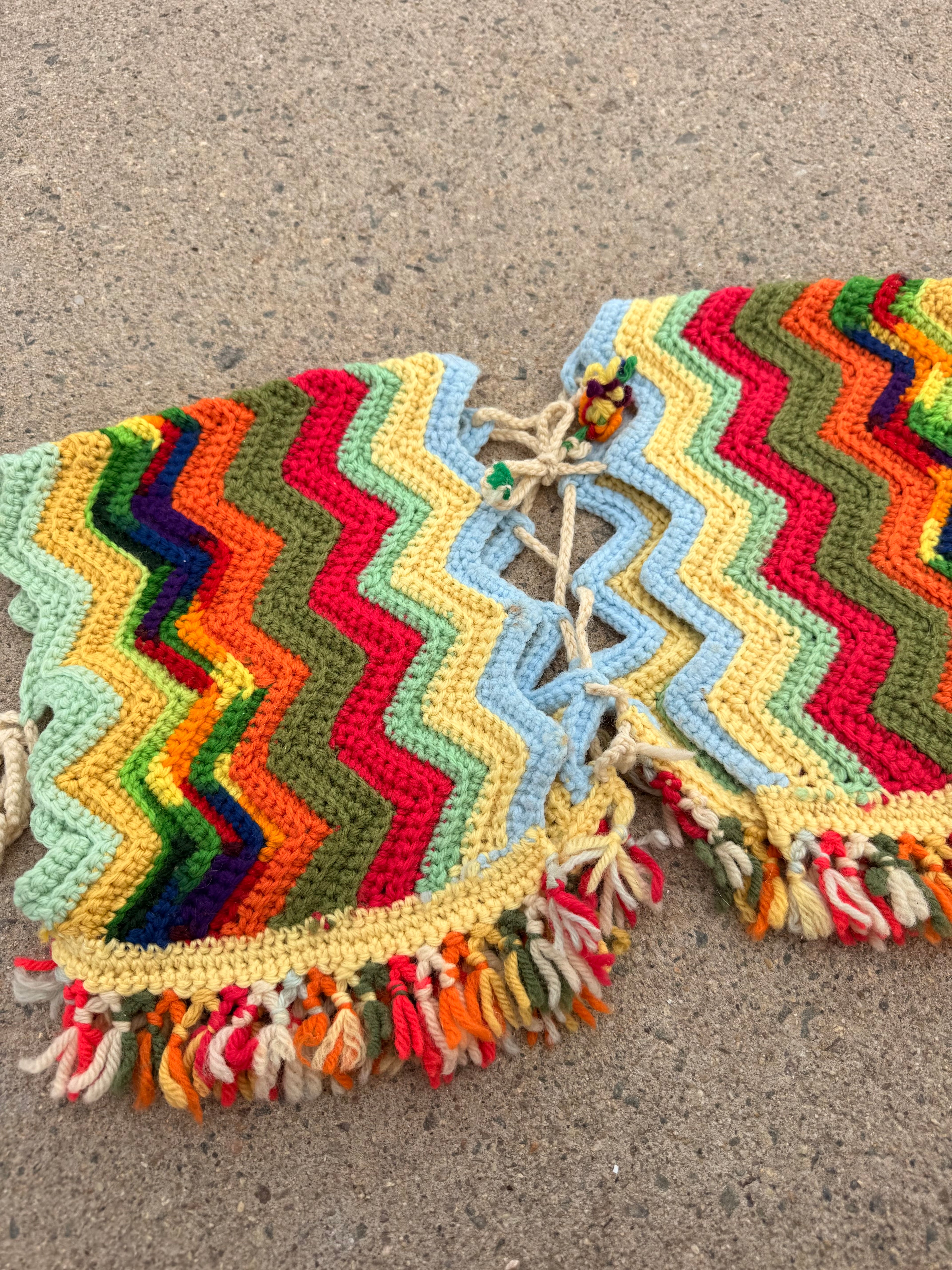 1960’s crocheted rainbow caplet vest