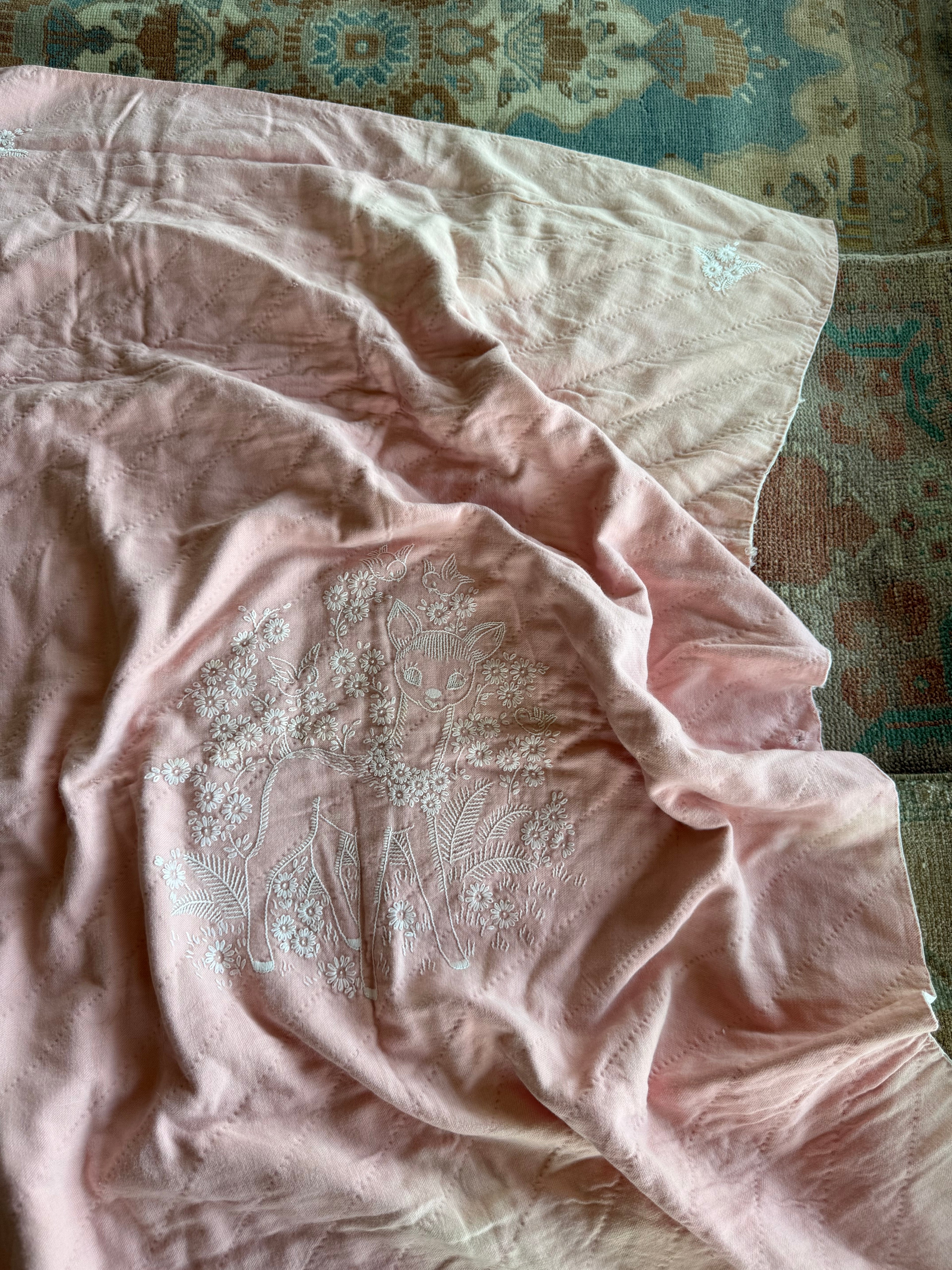 1950s floral fawn crib quilt