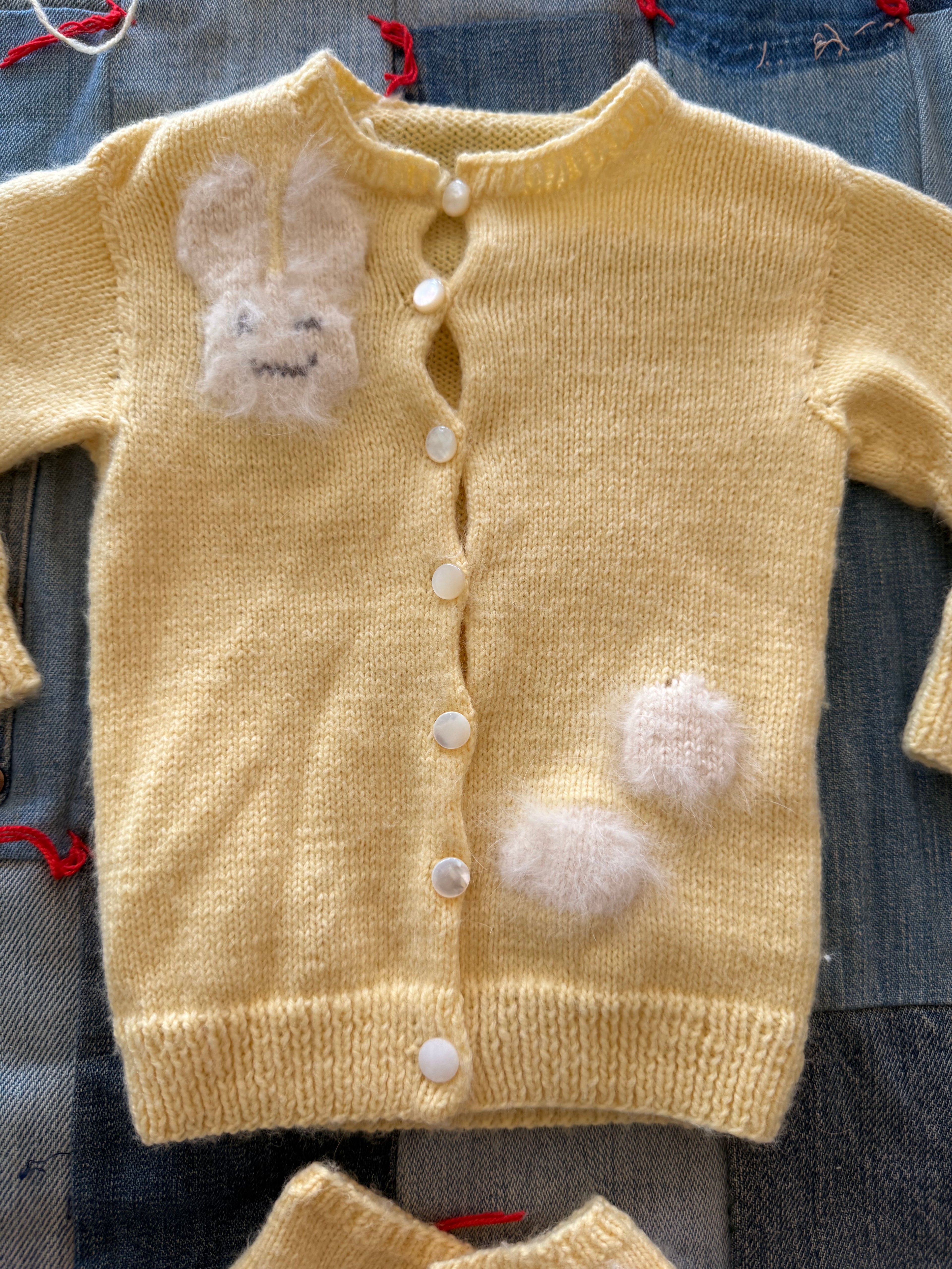 1950s wool baby bunny set