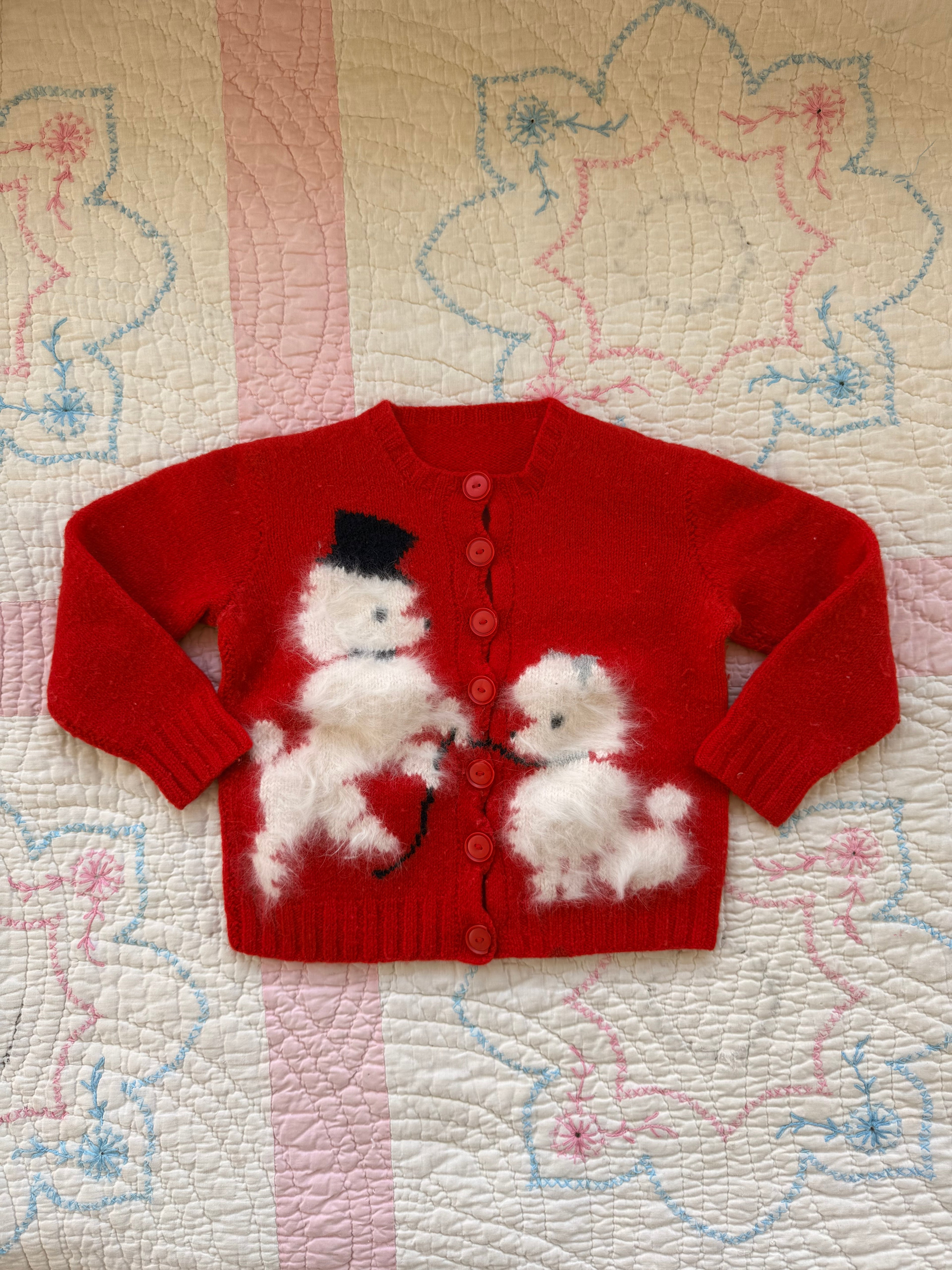 1950s fancy poodles cardigan