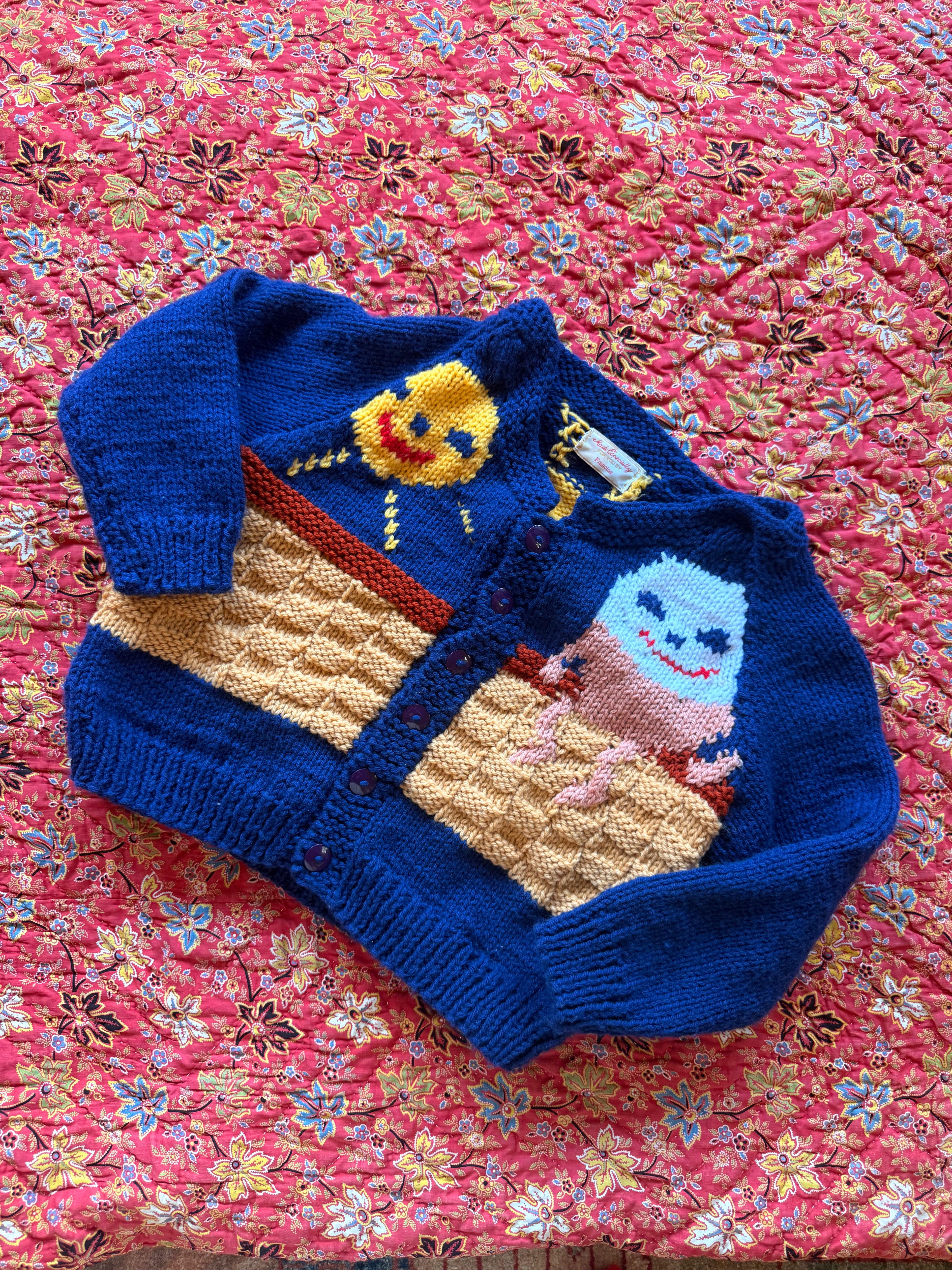 1970s humpty dumpty wool cardigan