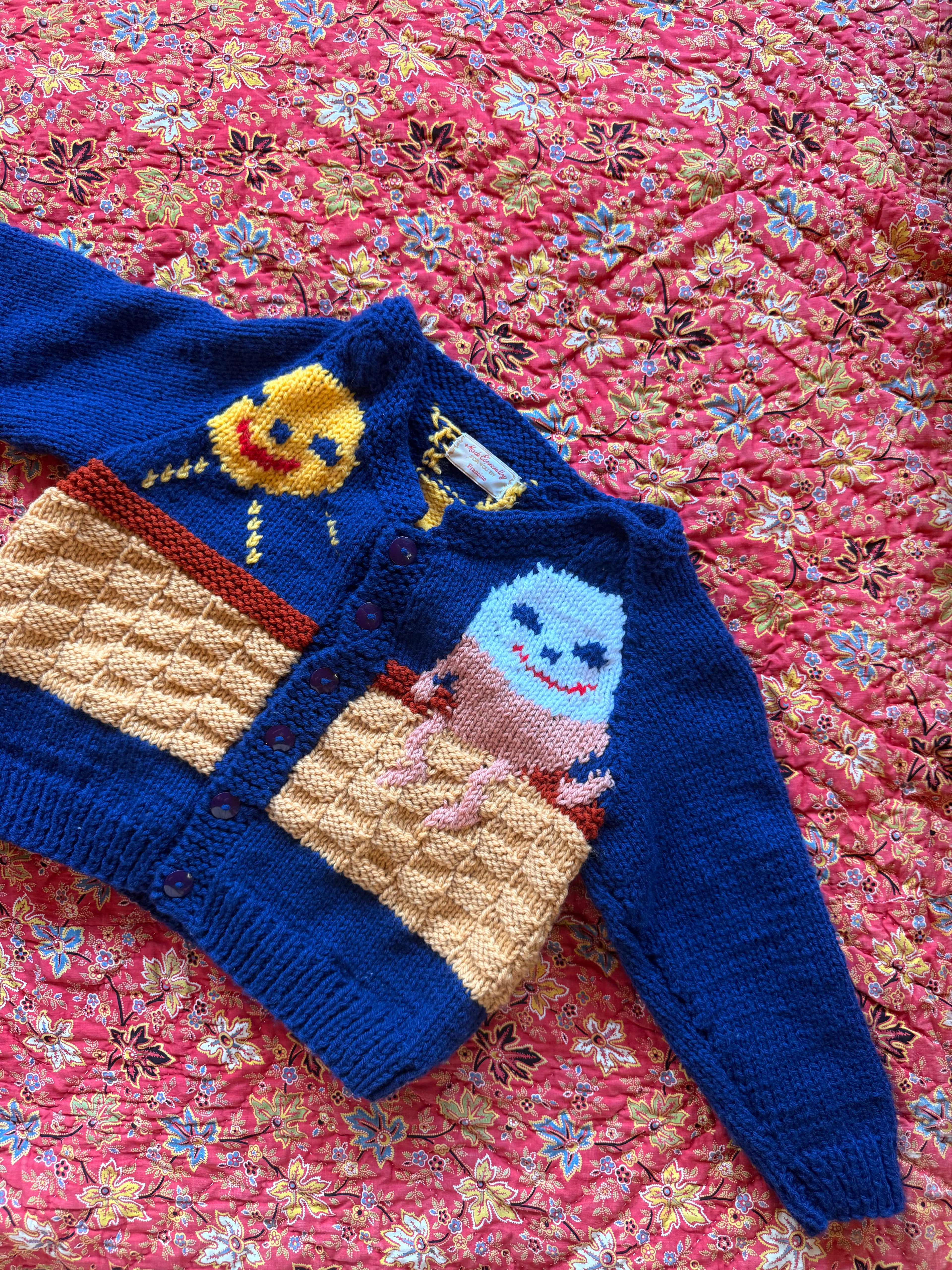 1970s humpty dumpty wool cardigan