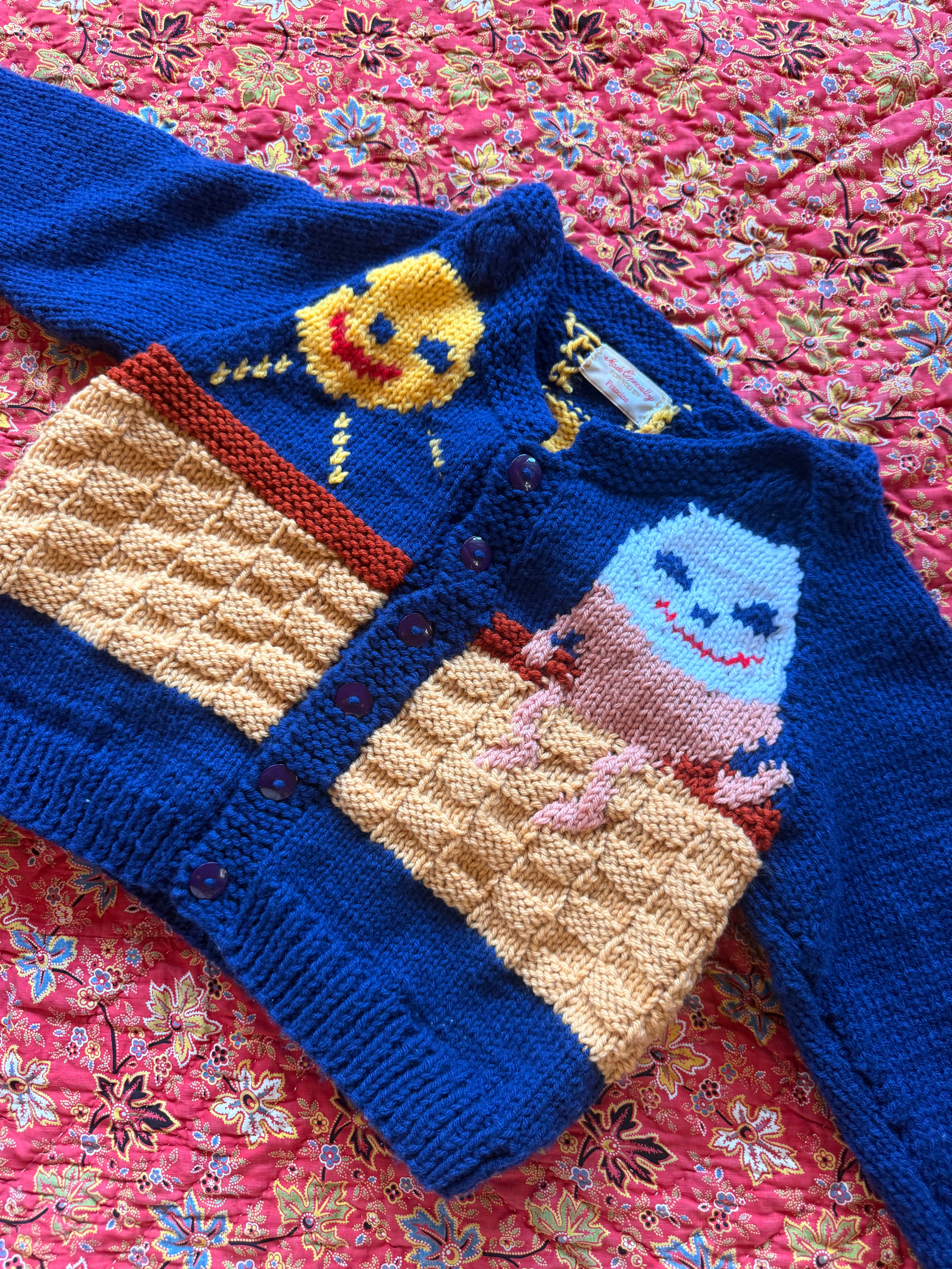 1970s humpty dumpty wool cardigan