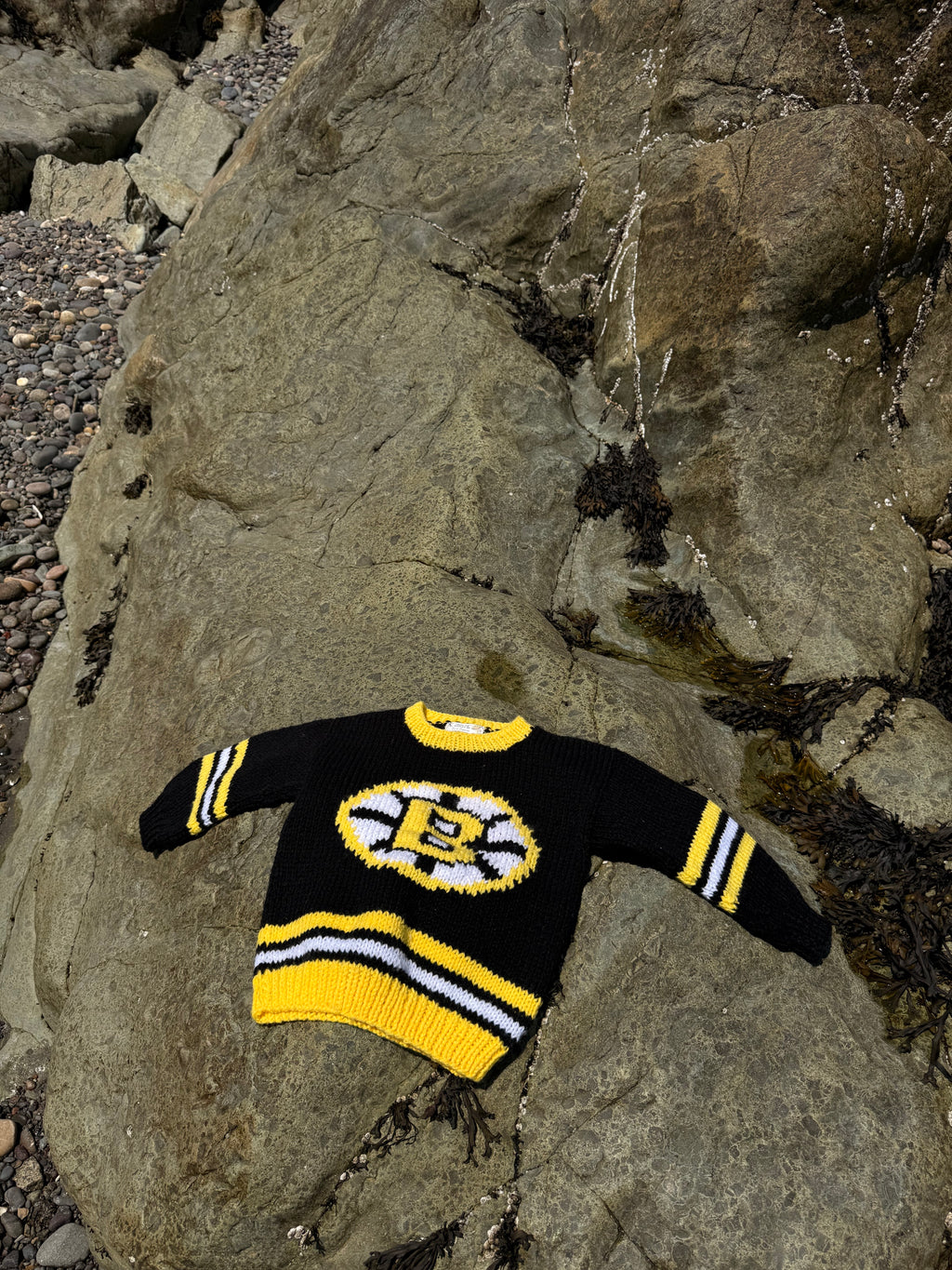 1970s boston bruins hand knit sweater