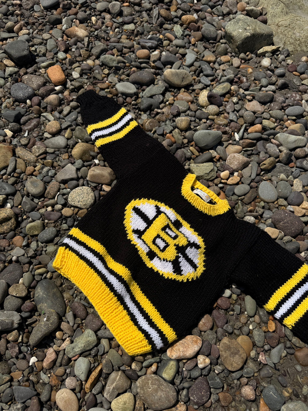 1970s boston bruins hand knit sweater