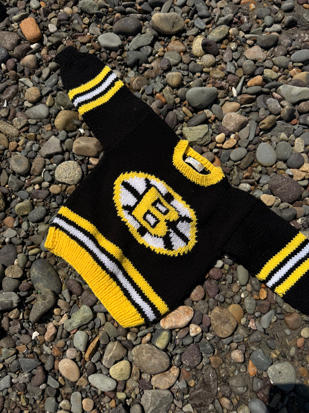 1970s boston bruins hand knit sweater