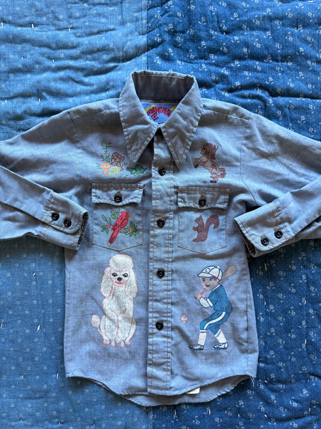 1970s hand painted wrangler button down