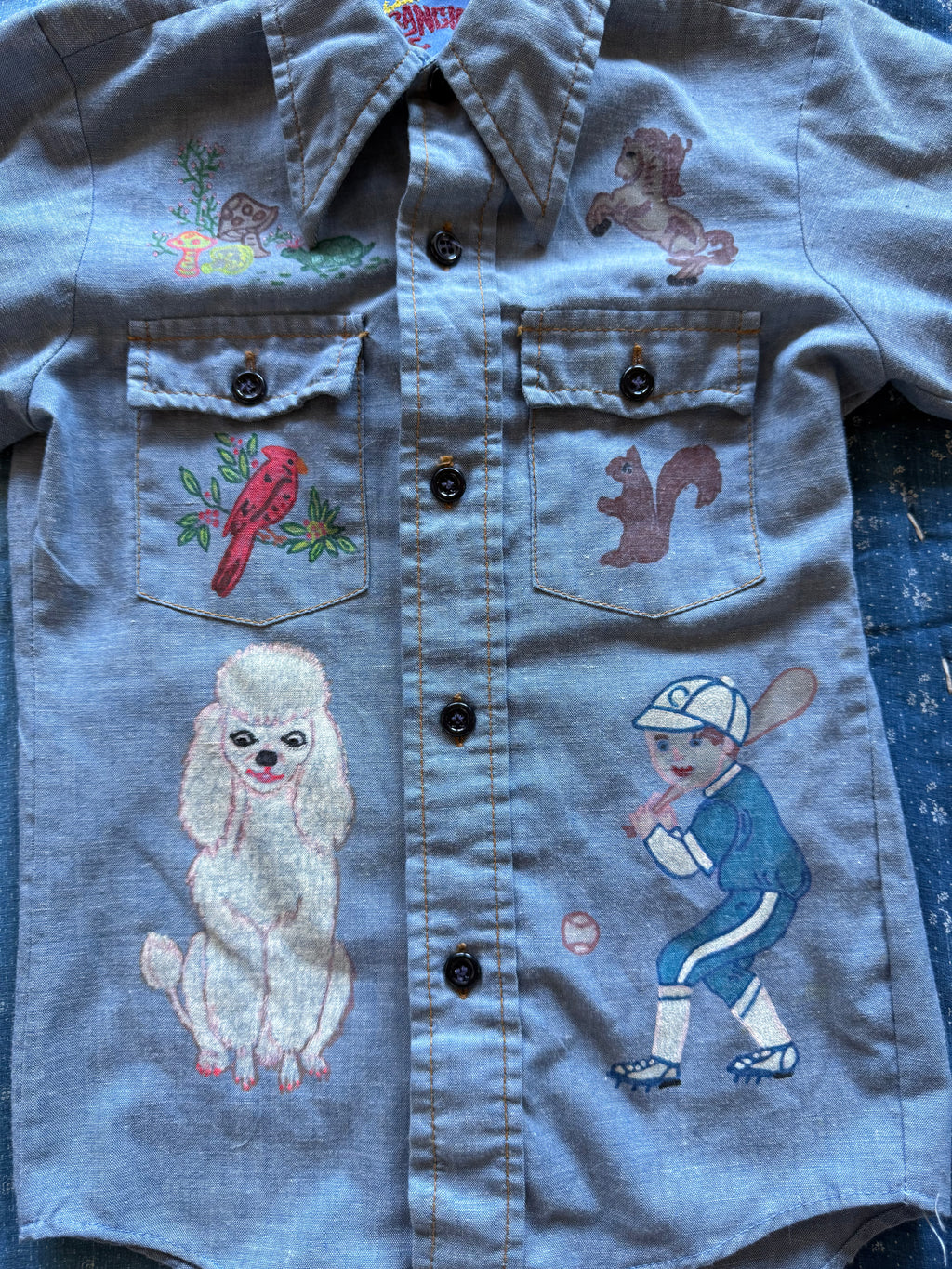 1970s hand painted wrangler button down