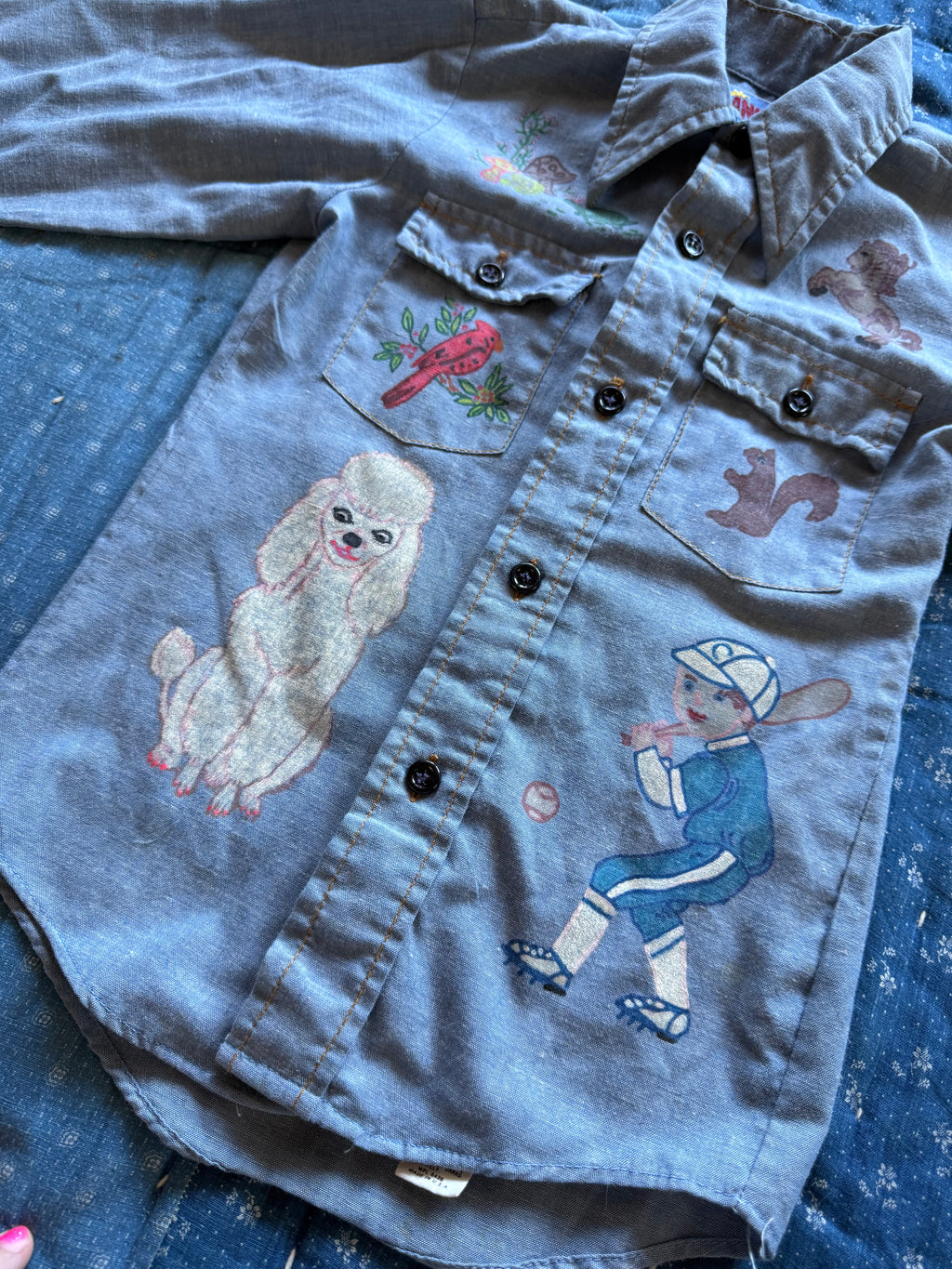 1970s hand painted wrangler button down