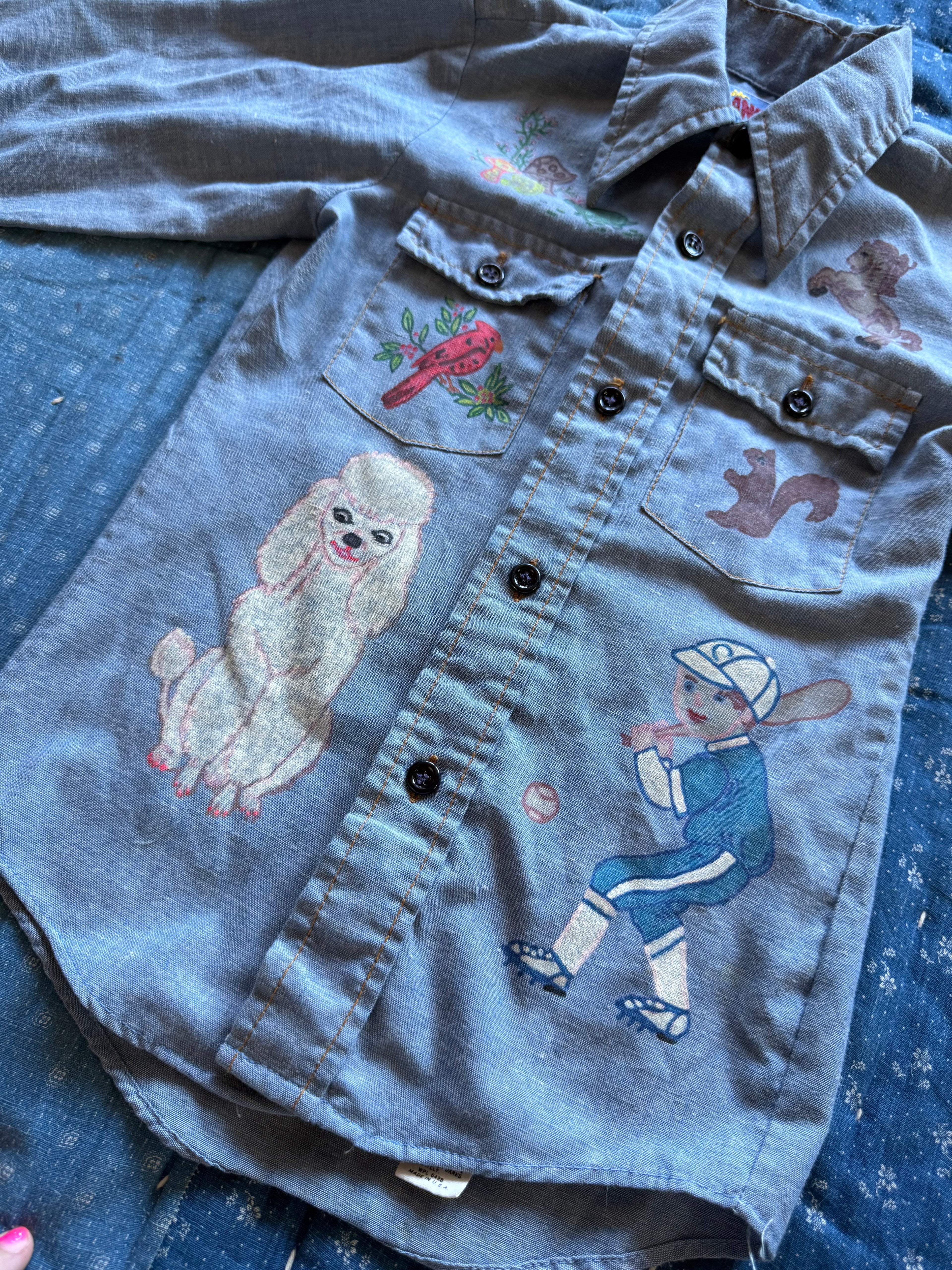1970s hand painted wrangler button down