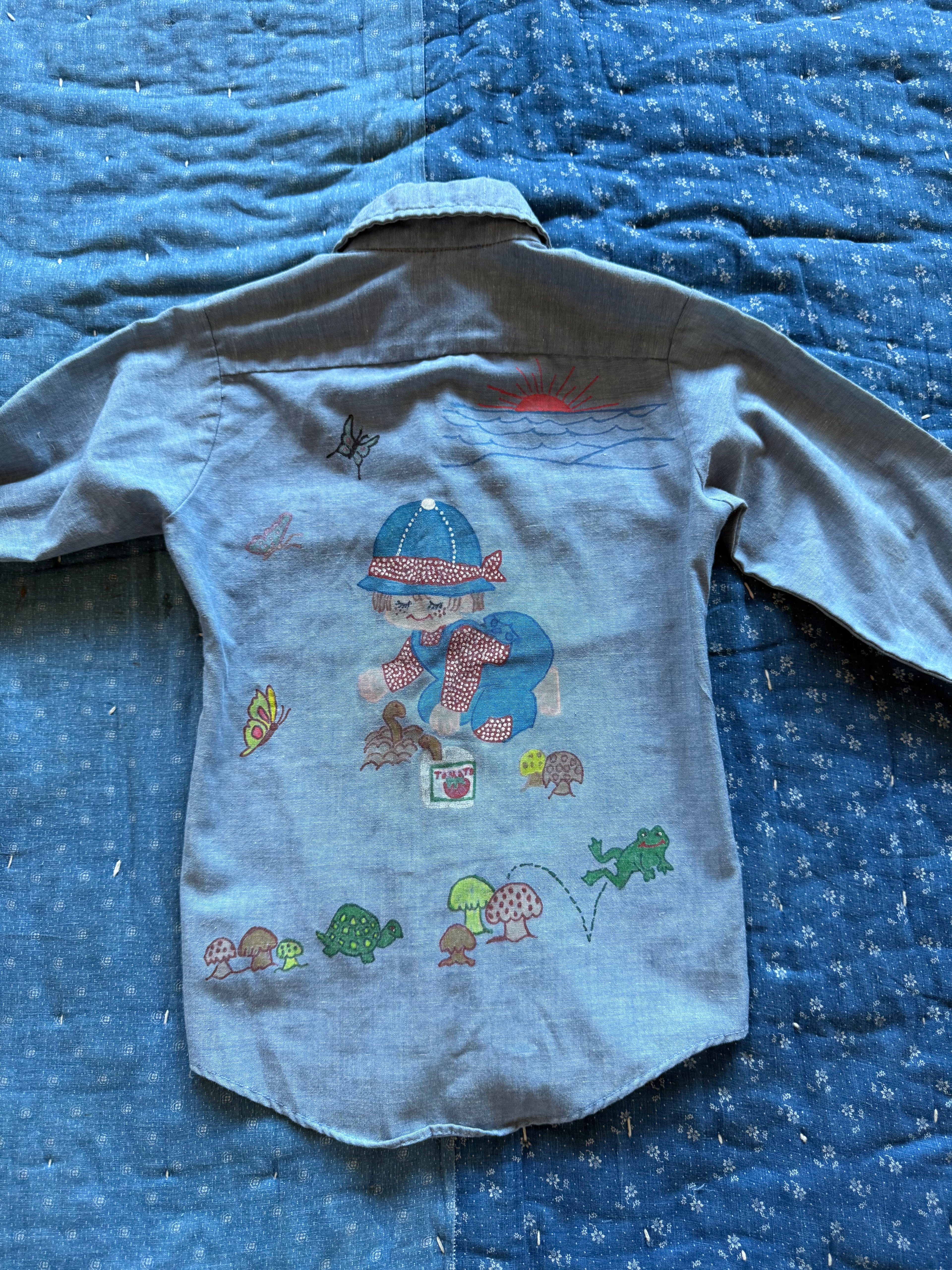 1970s hand painted wrangler button down