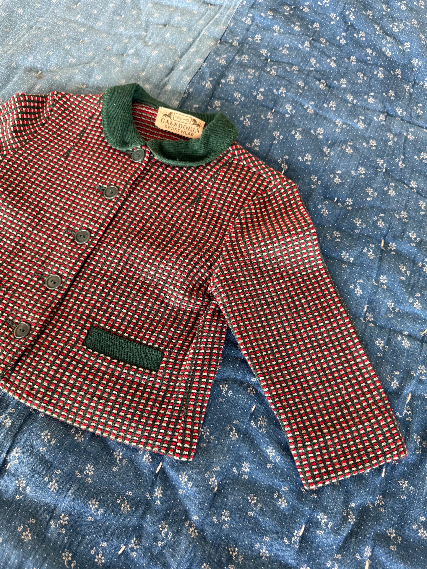 1920s red & green wool jacket