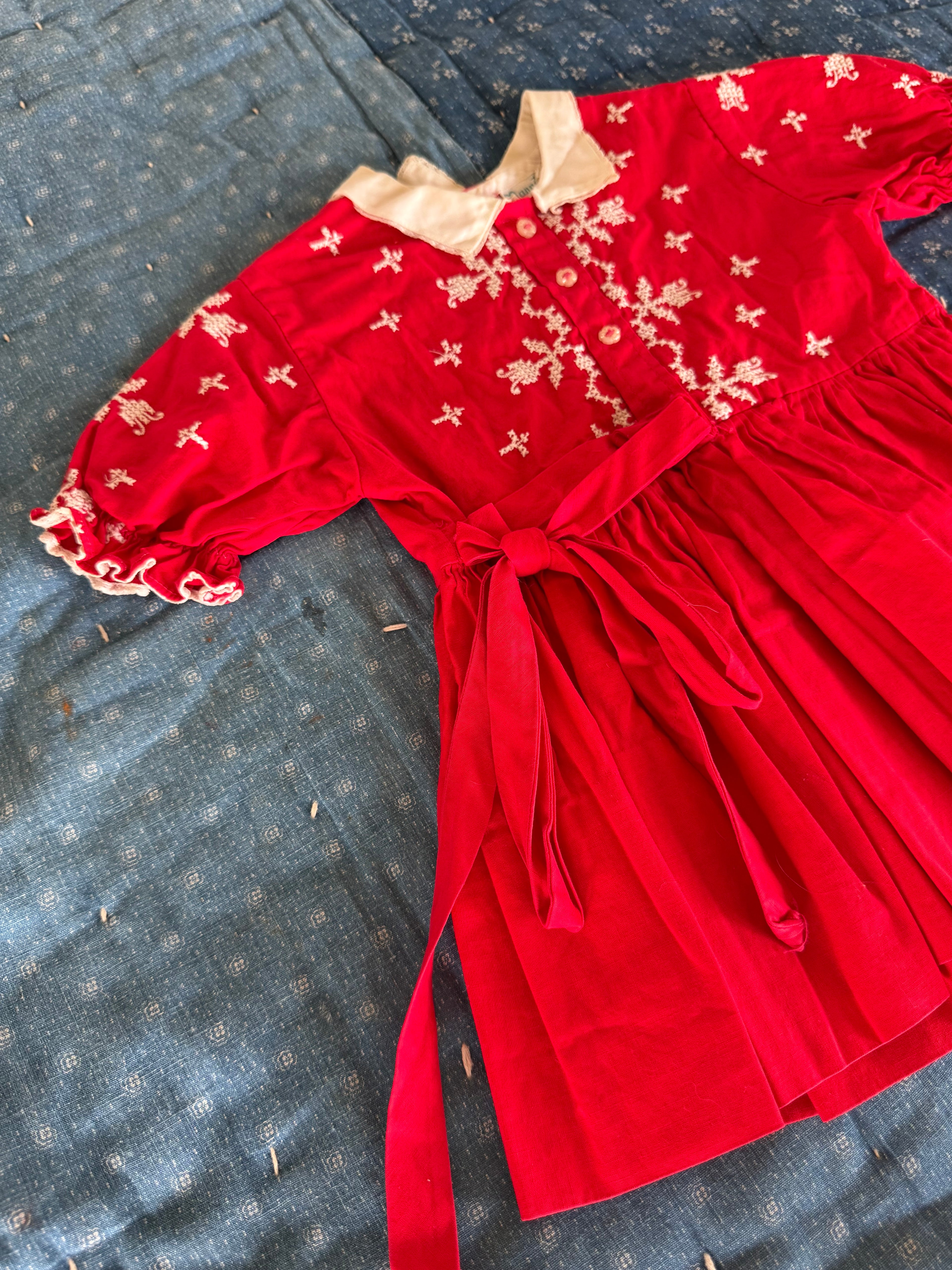 1960s red & white tulip dress