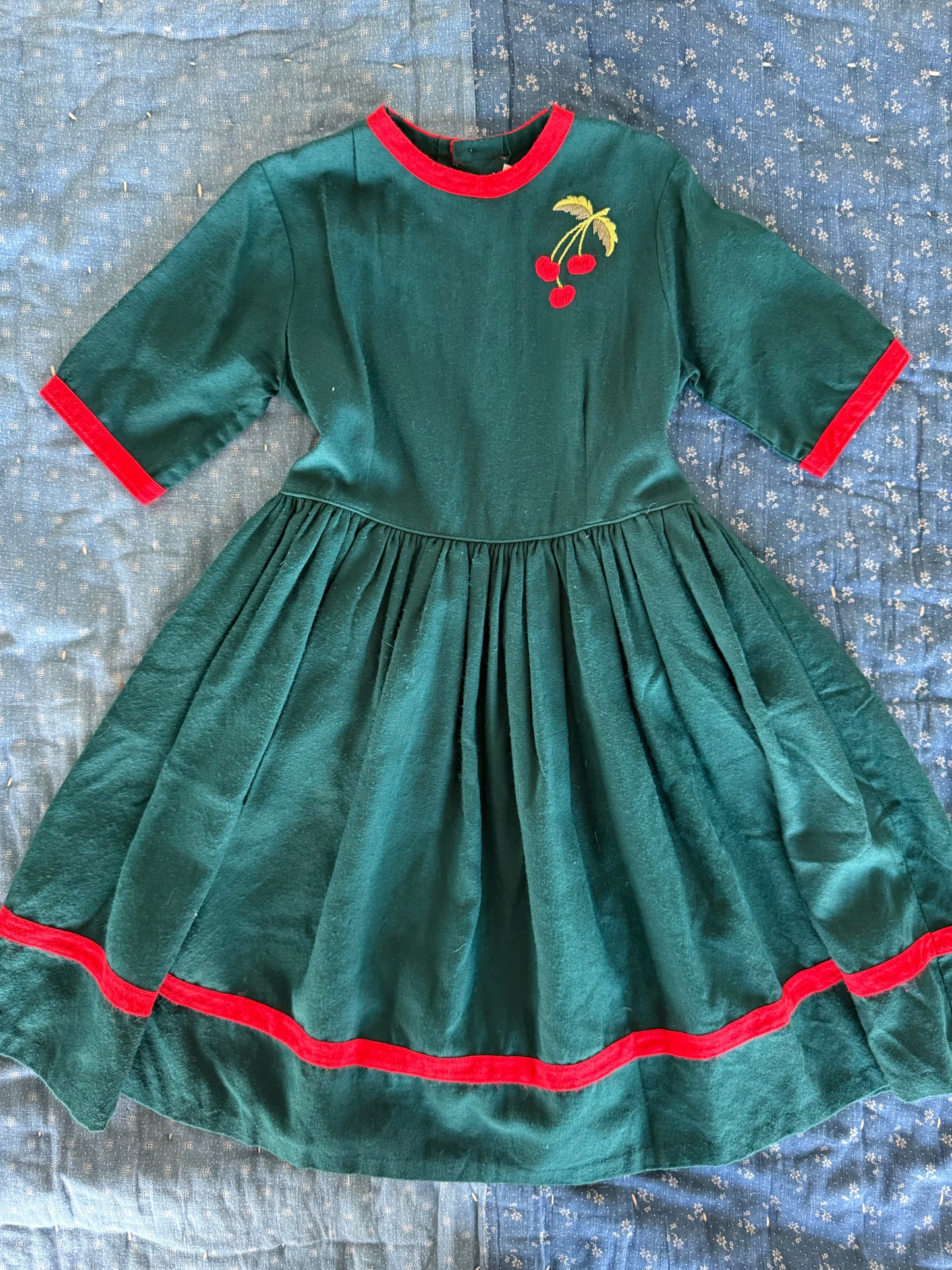 1940s wool cherries dress