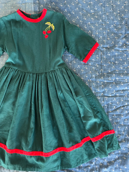 1940s wool cherries dress