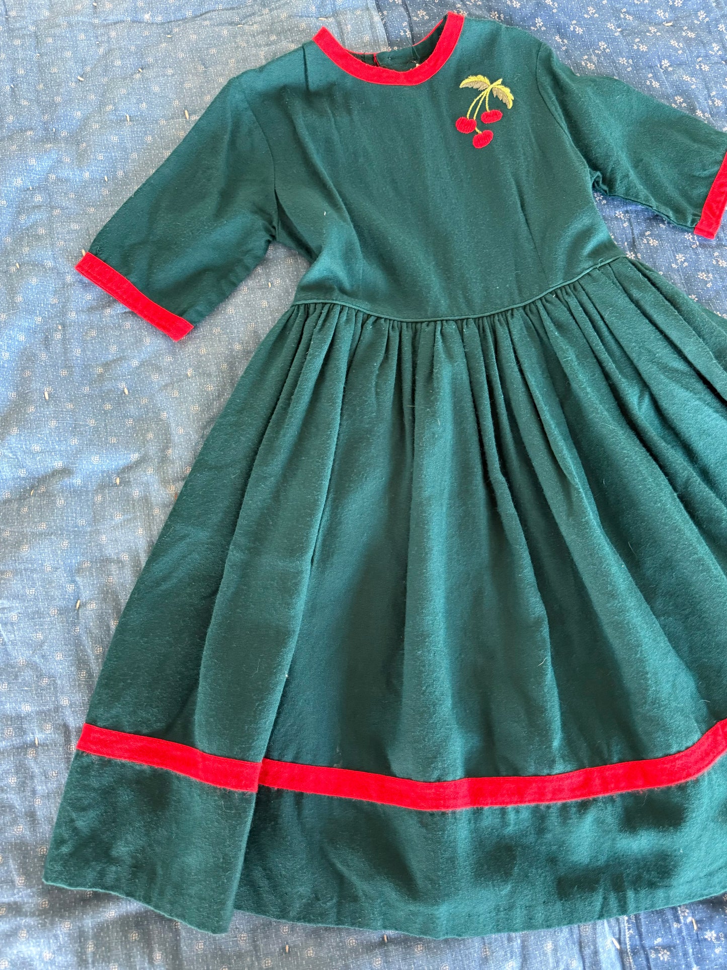 1940s wool cherries dress