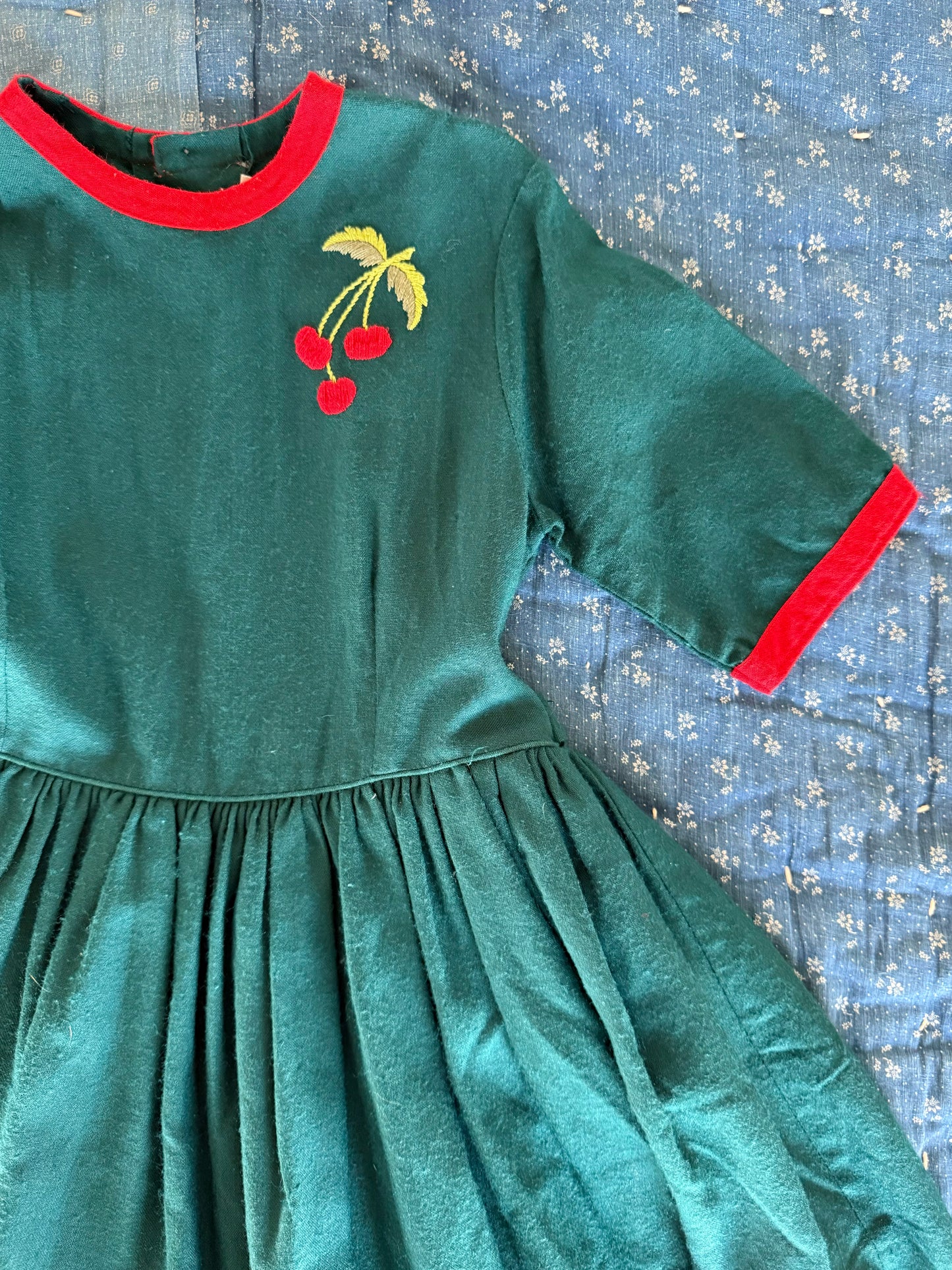 1940s wool cherries dress