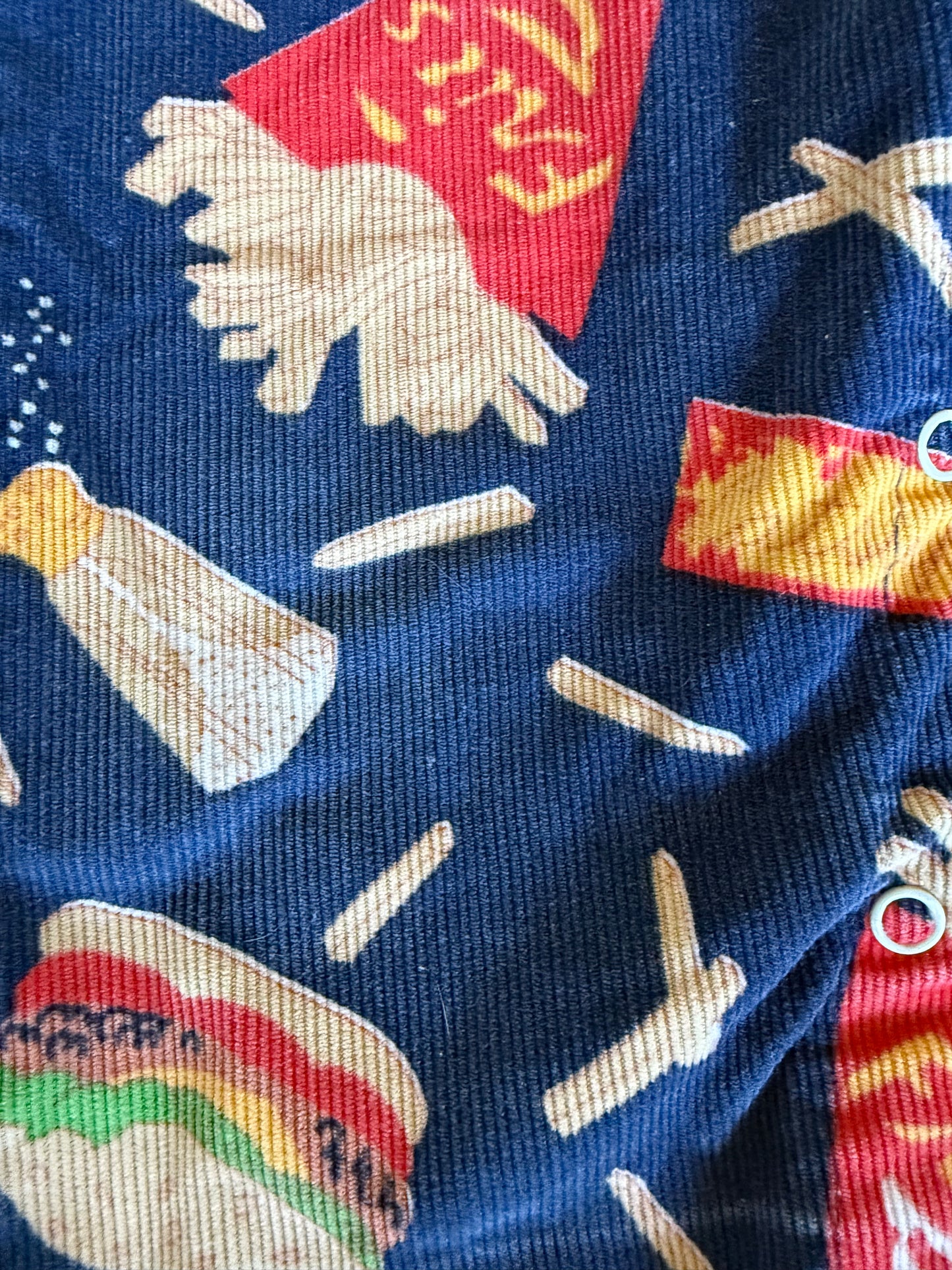 1970s hamburger & fries overalls