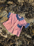 1940s red, white, & blue striped button-down