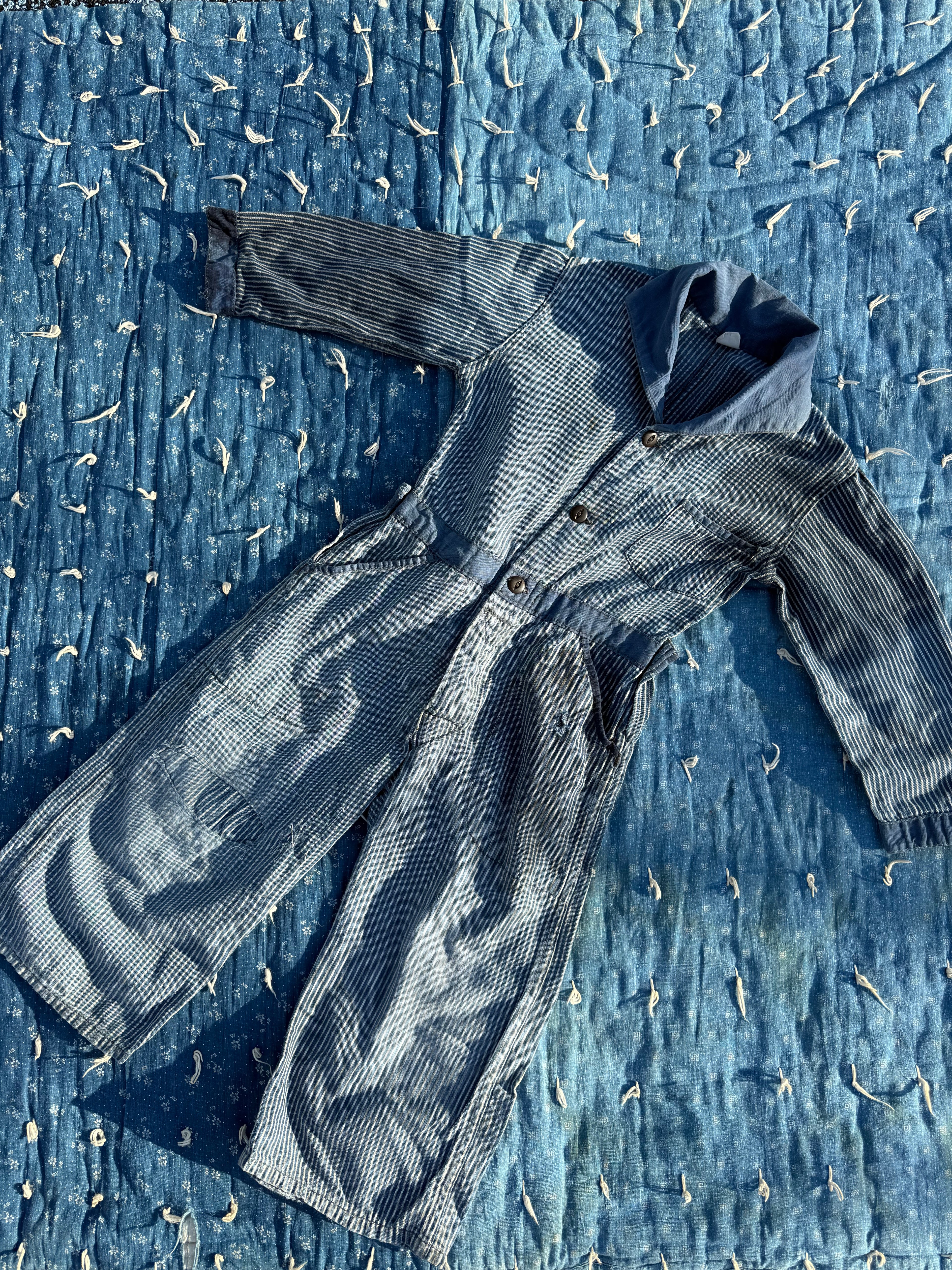 1930s striped workwear coveralls