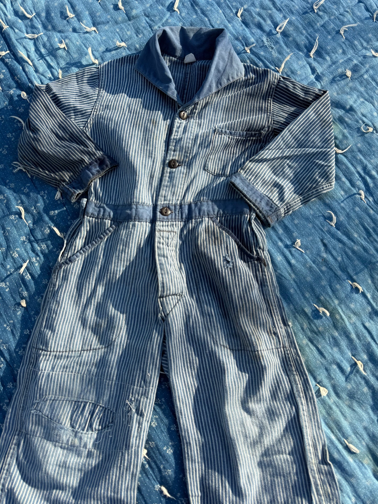 1930s striped workwear coveralls