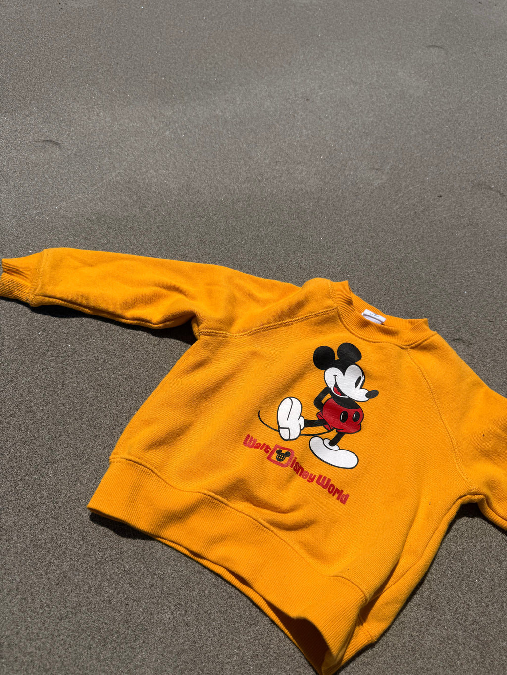 1980s mickey mouse sweatshirt, yellow
