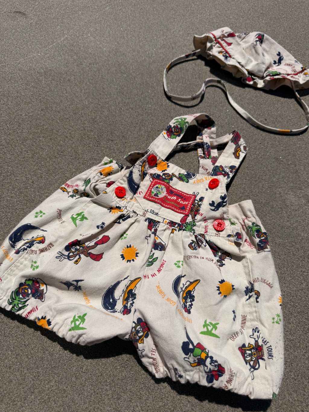 1980s south seas minnie sunsuit & hat