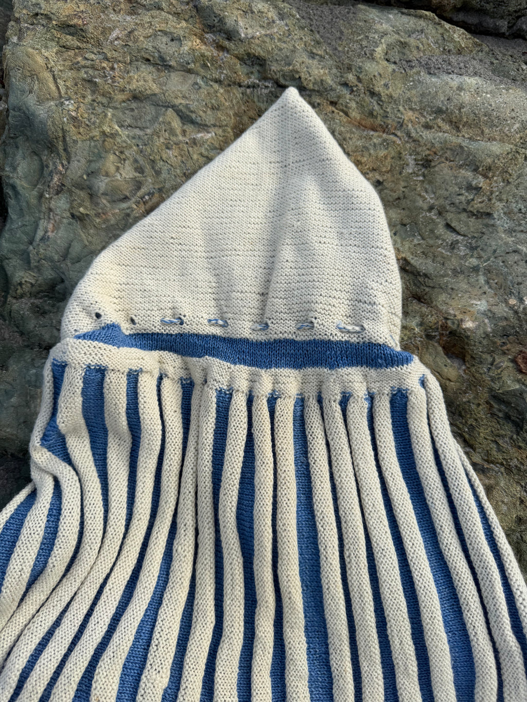 1950s pleated knit little blue riding hood