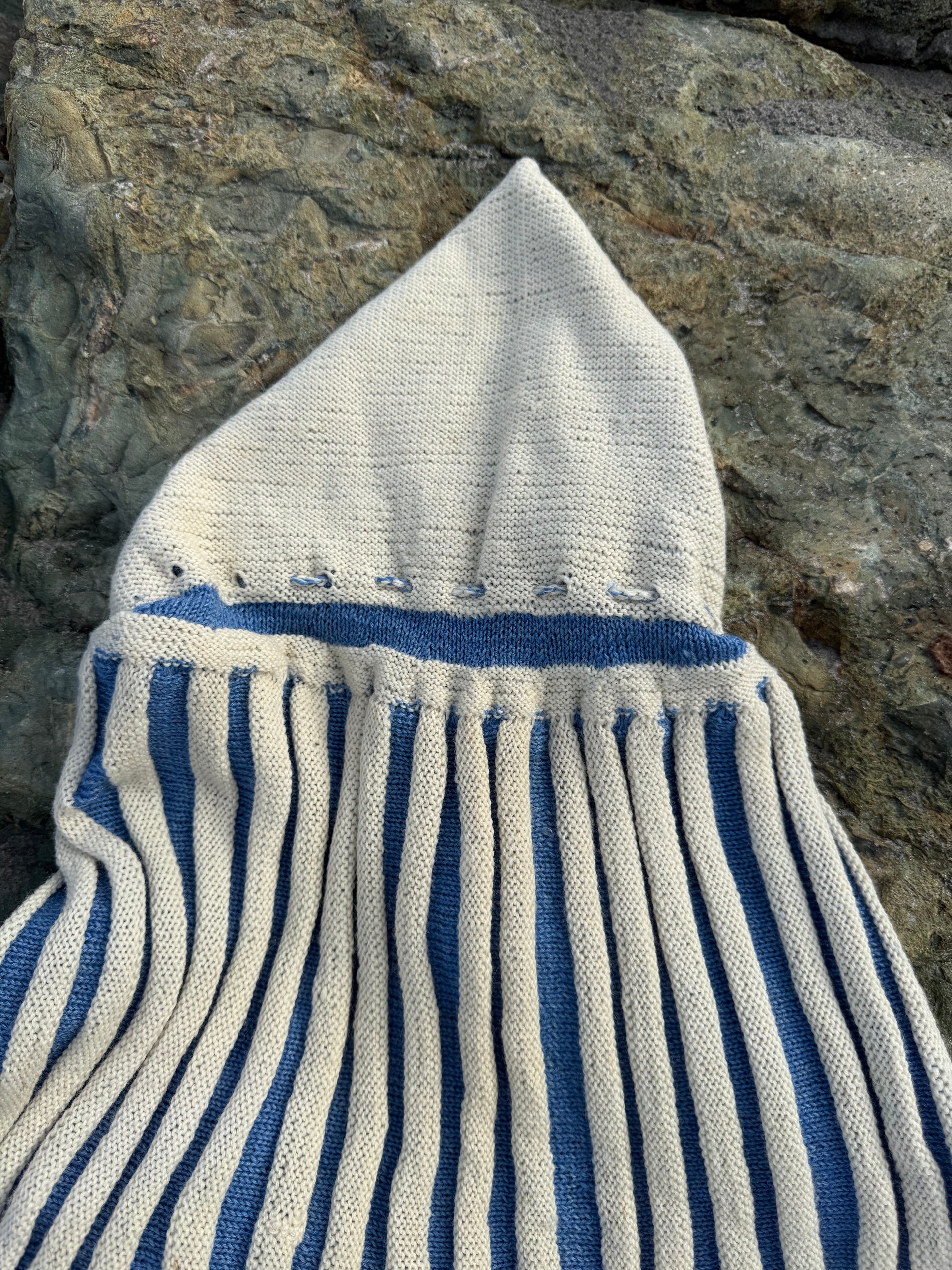 1950s pleated knit little blue riding hood