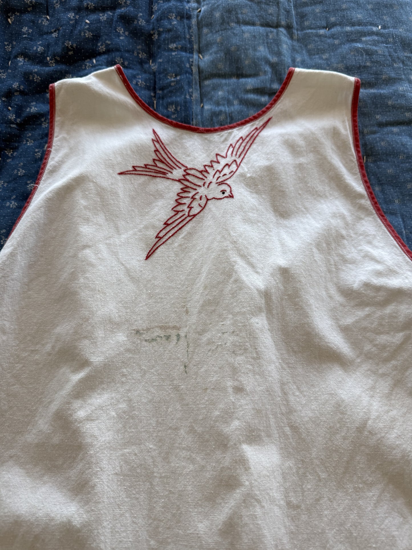 1930s redwork sparrow apron