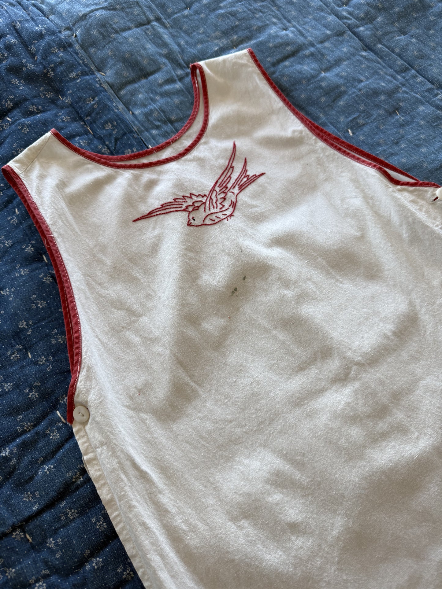 1930s redwork sparrow apron