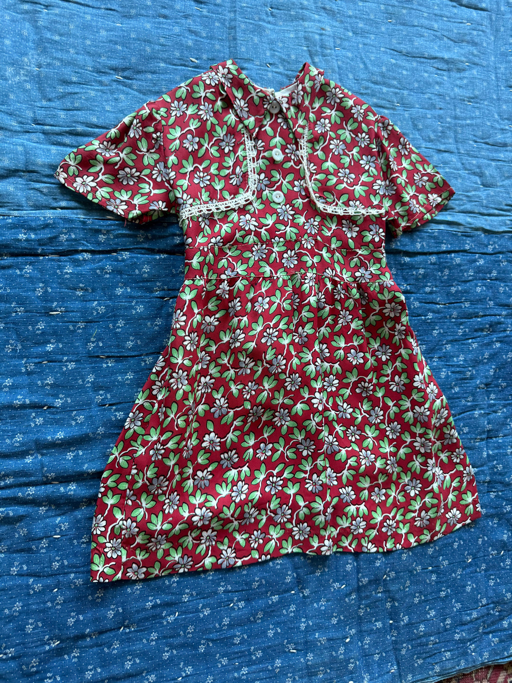 1940s floral rayon dress
