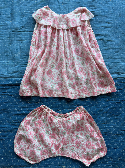 1920s pink geranium print set