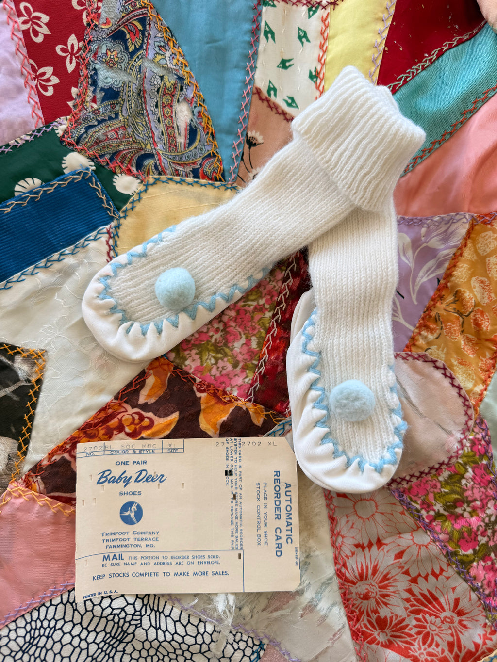 1960s pom pom baby booties