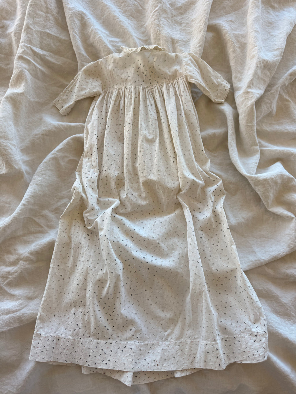 1900s crescent moon calico infant gown