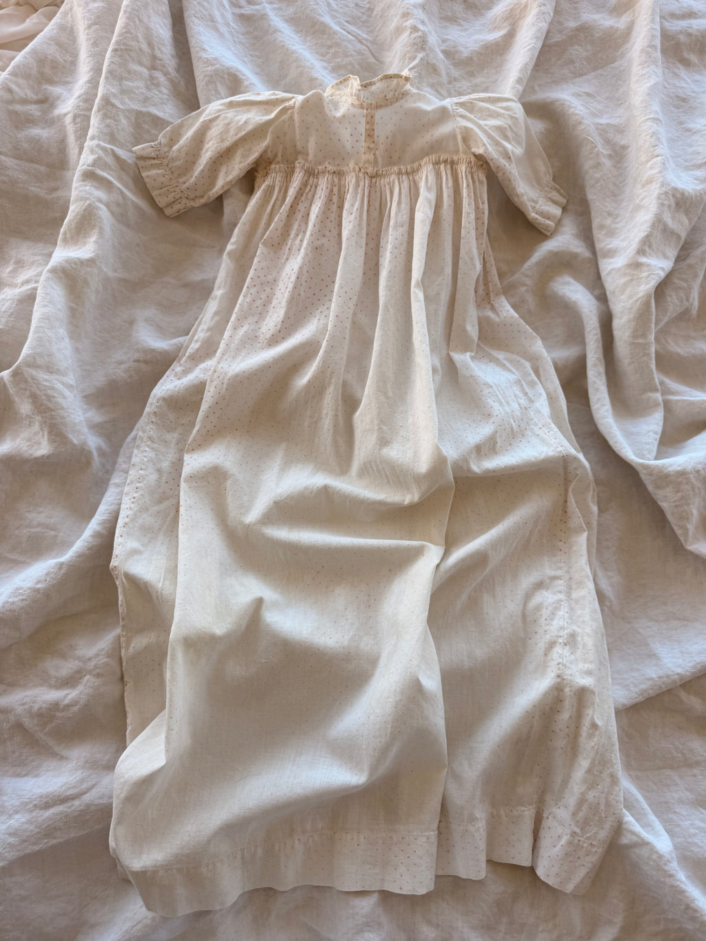 1900s pink polka dot infant gown