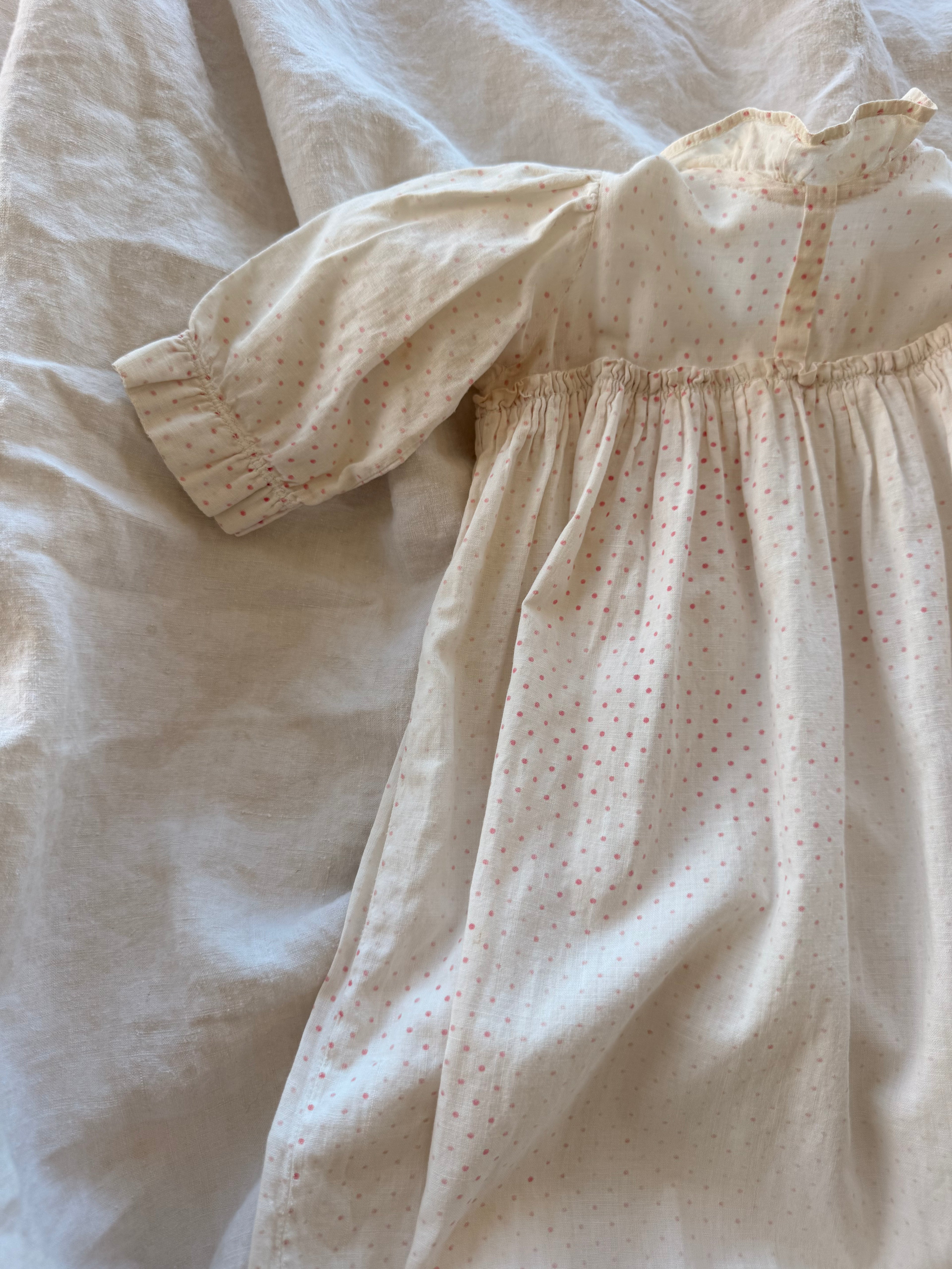 1900s pink polka dot infant gown