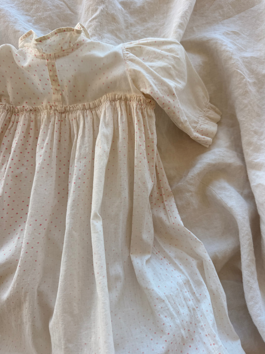 1900s pink polka dot infant gown