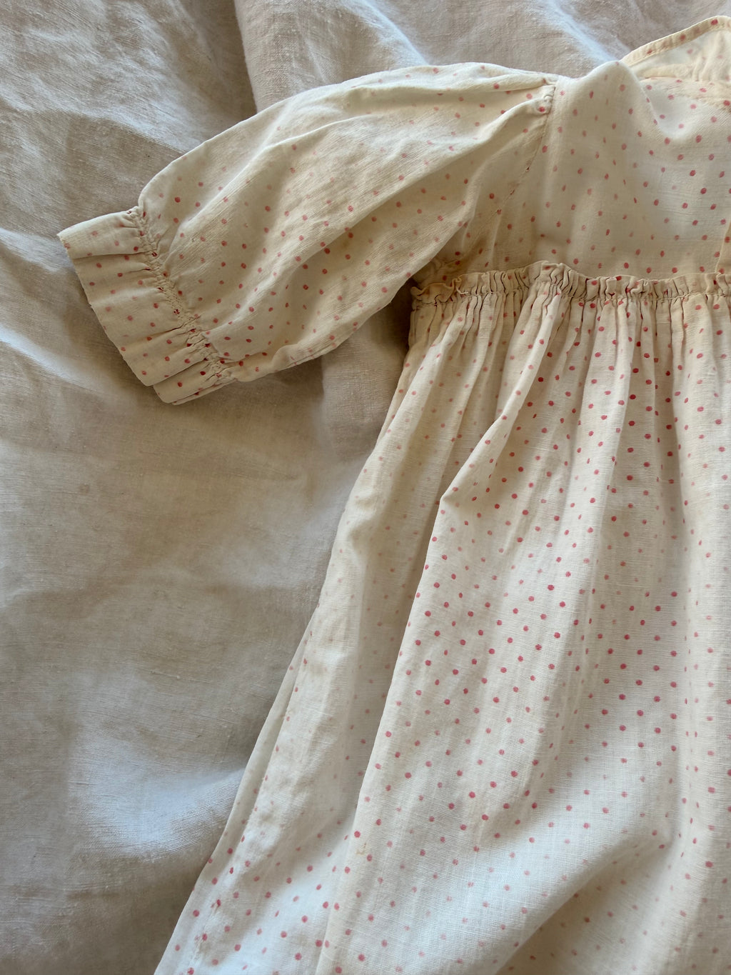 1900s pink polka dot infant gown