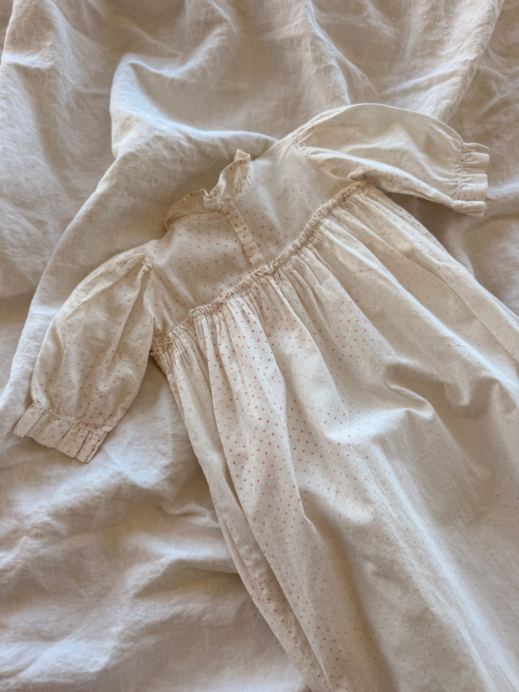 1900s pink polka dot infant gown