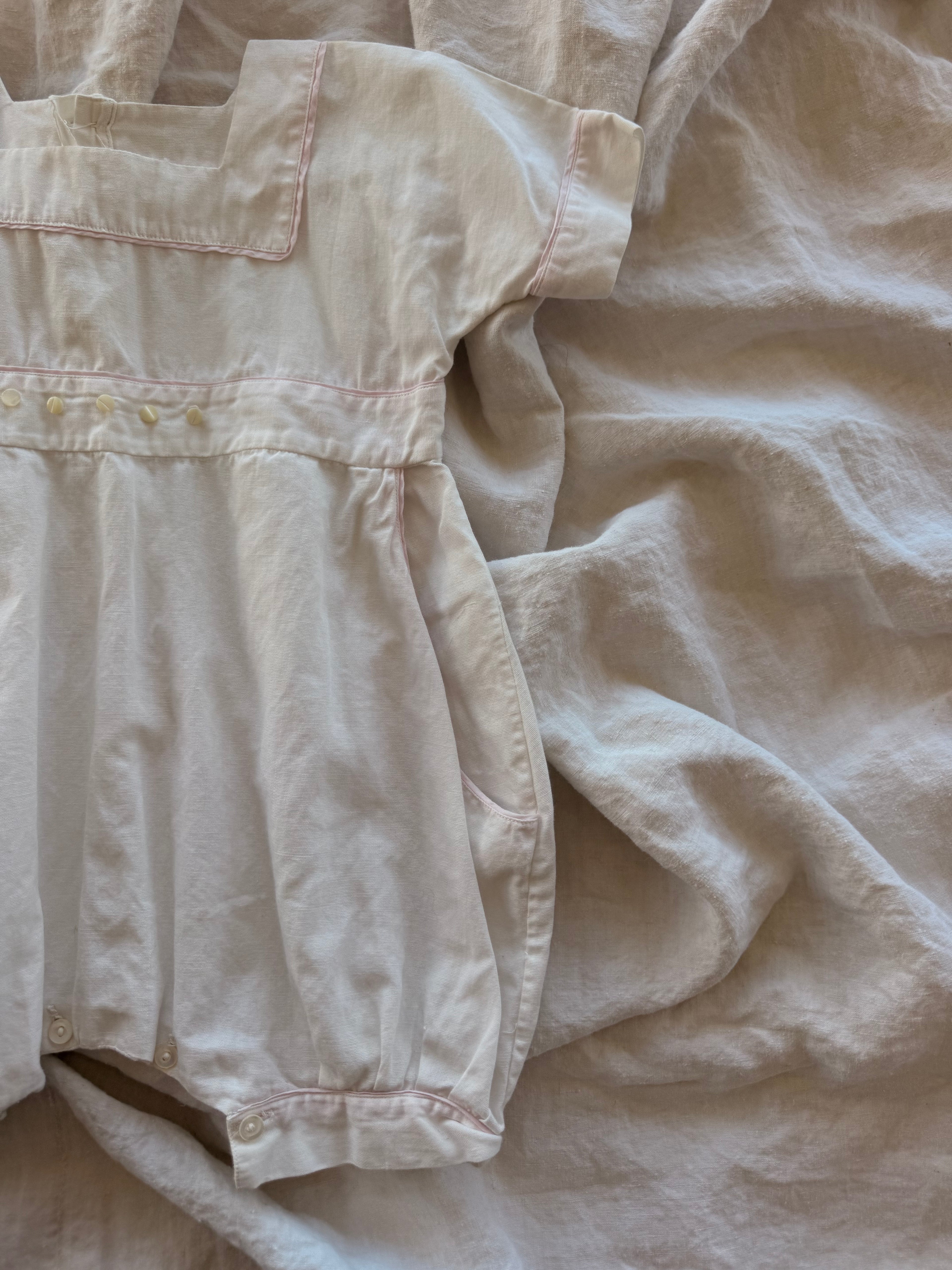 1930s white & pink romper