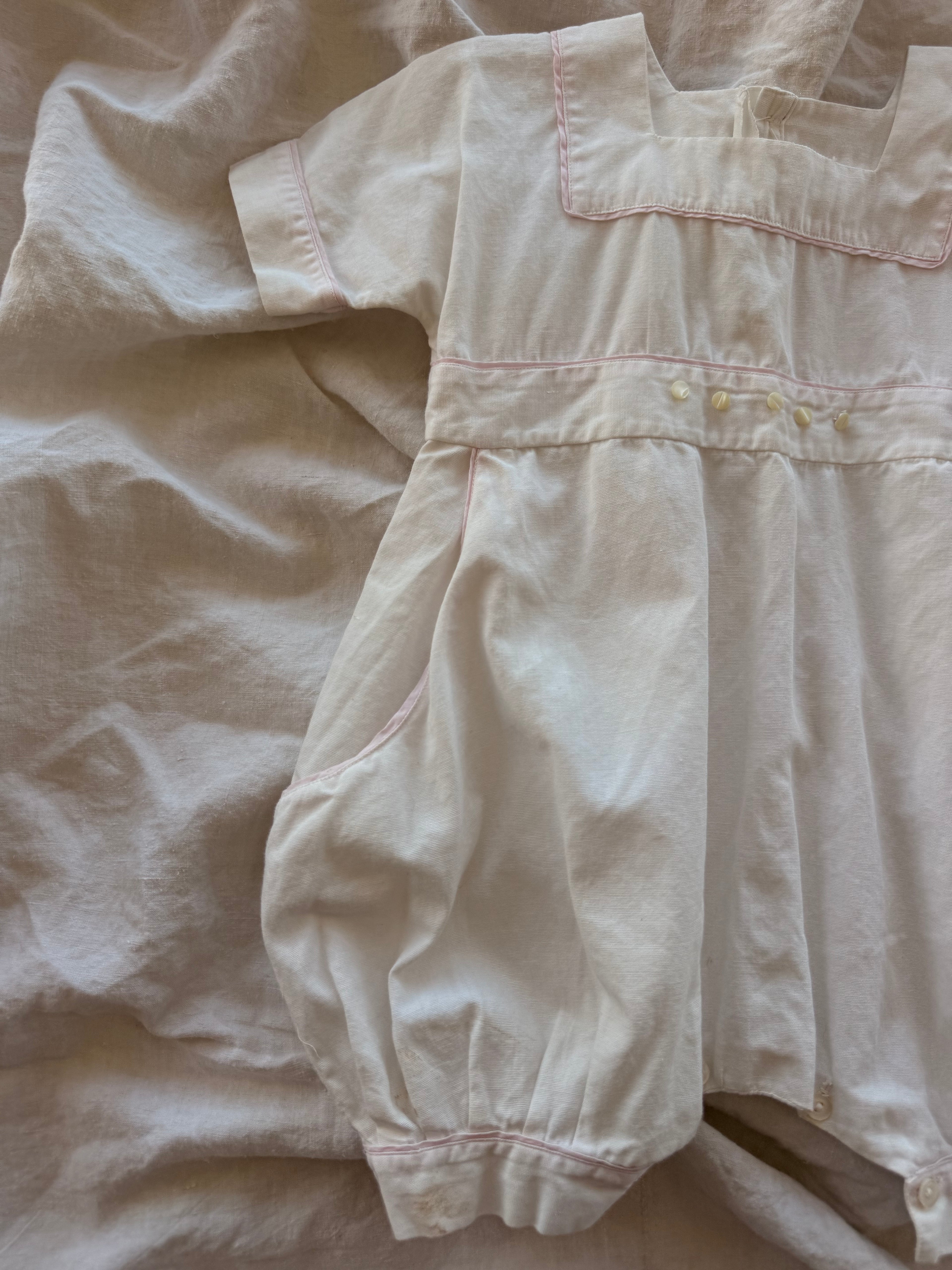 1930s white & pink romper