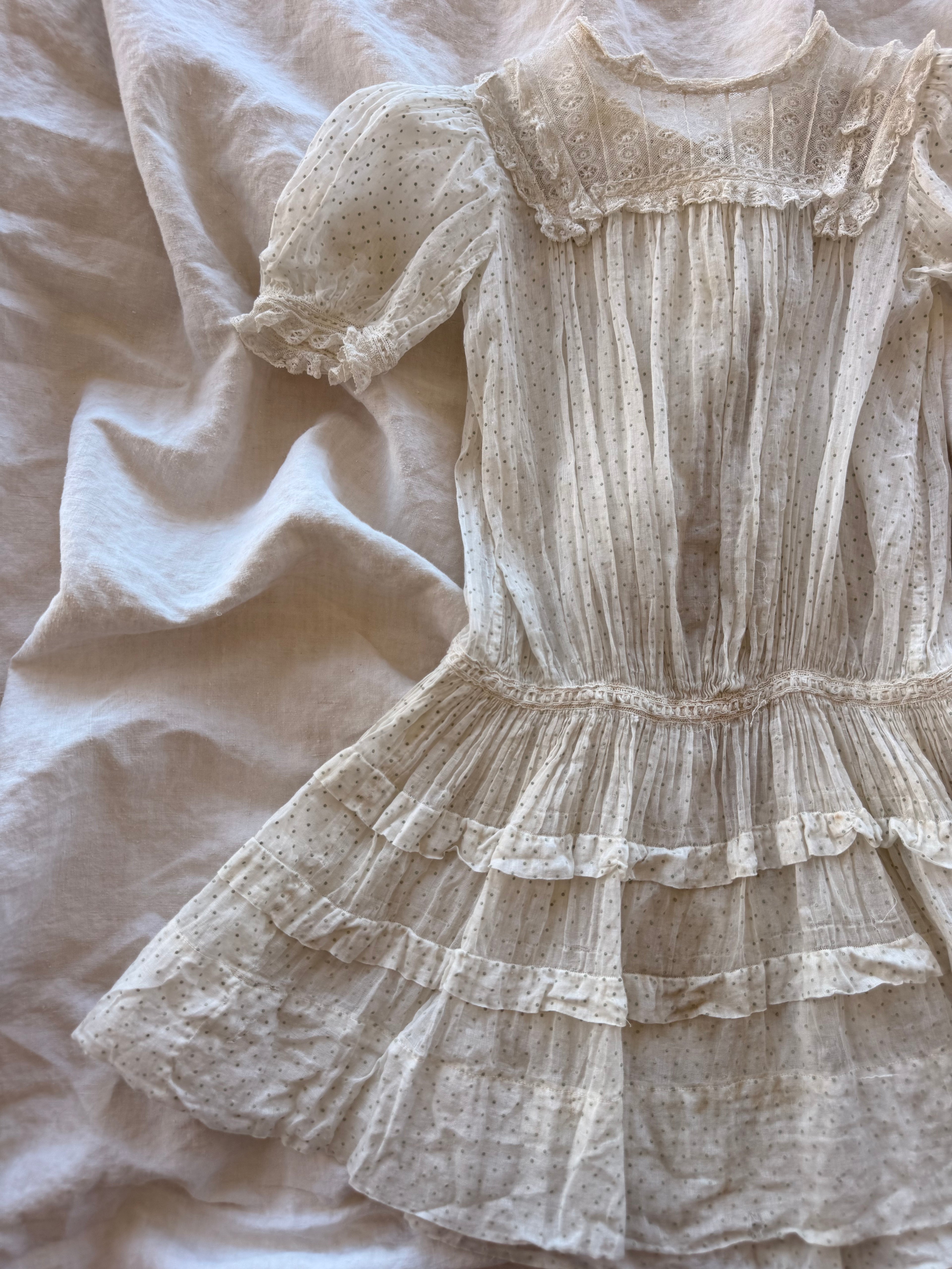 1900s mint green swiss dot dress