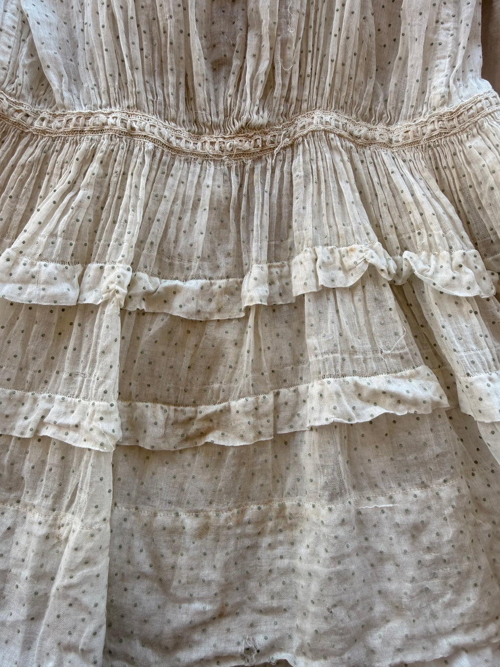 1900s mint green swiss dot dress