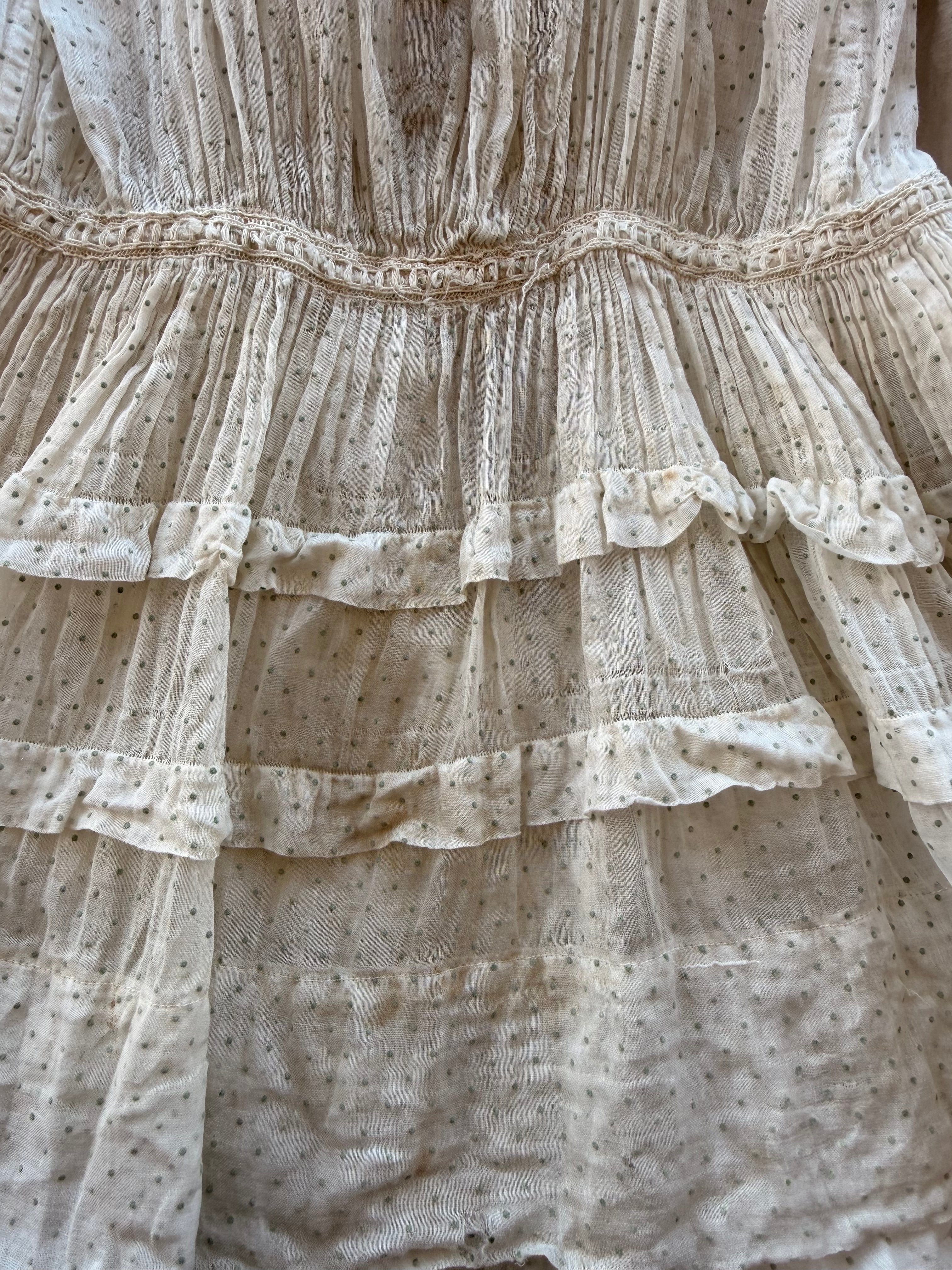 1900s mint green swiss dot dress