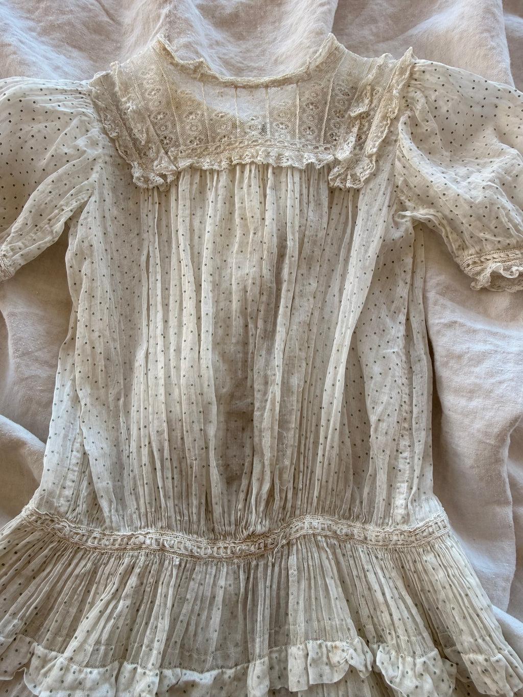 1900s mint green swiss dot dress