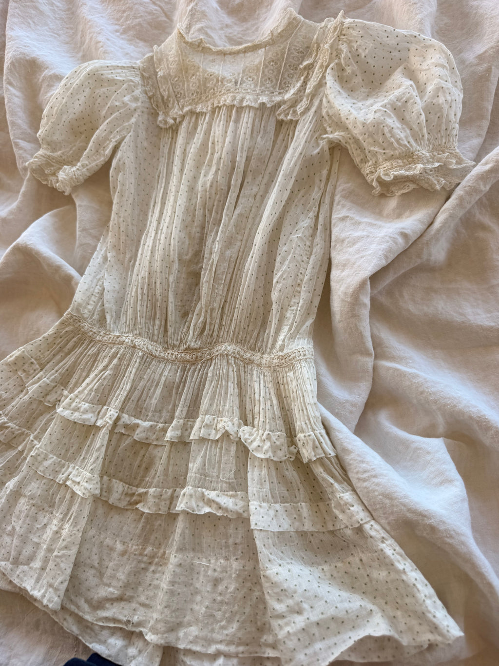 1900s mint green swiss dot dress