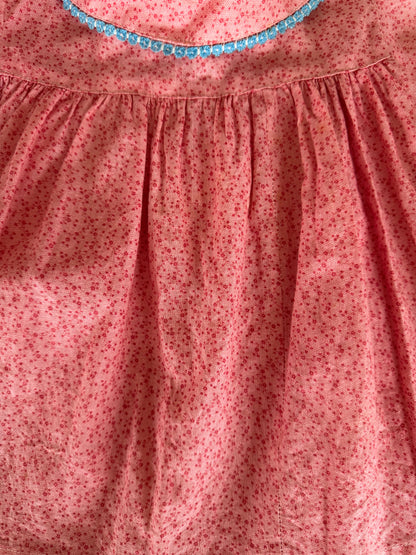 1910's cinnamon pink calico baby dress